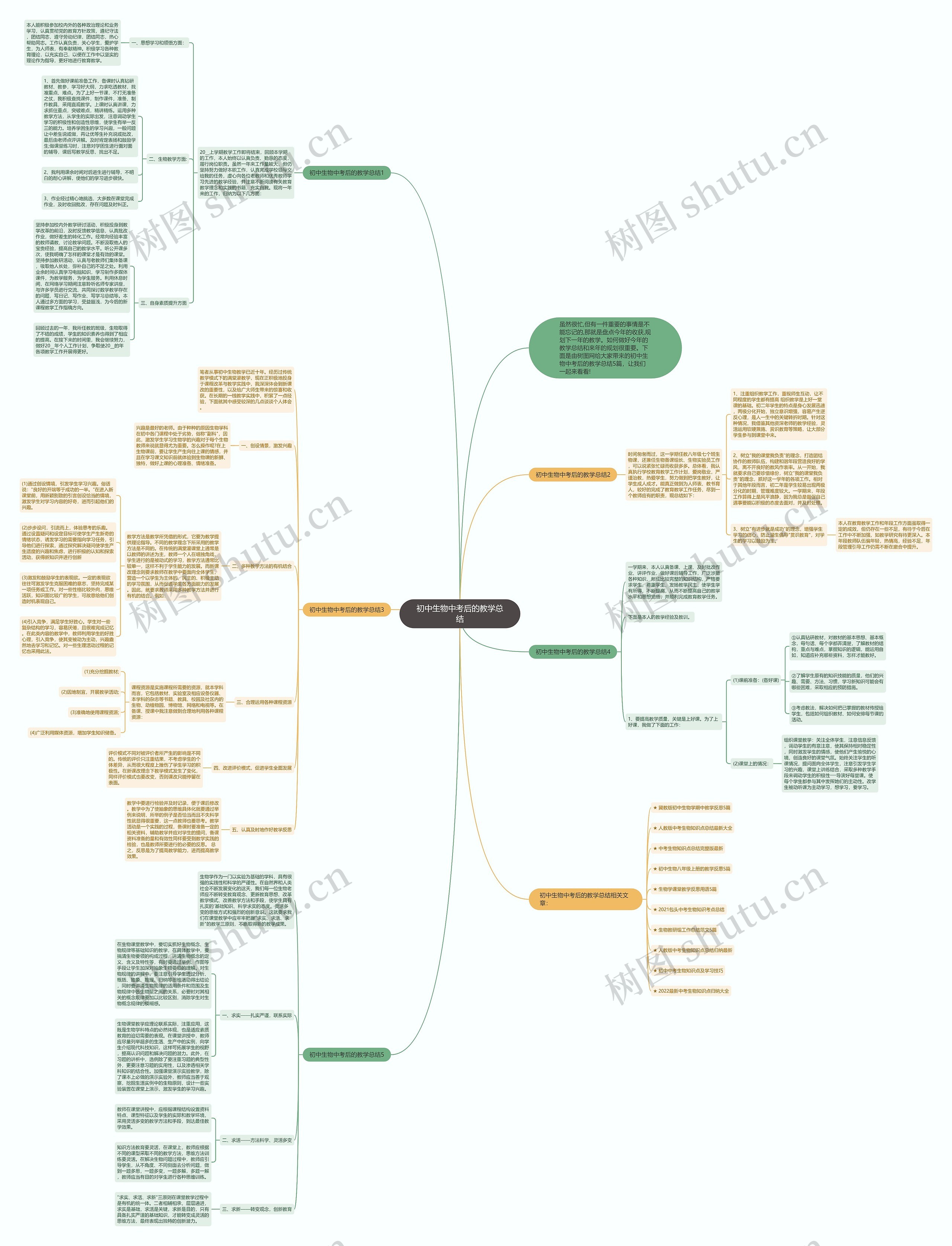 初中生物中考后的教学总结思维导图