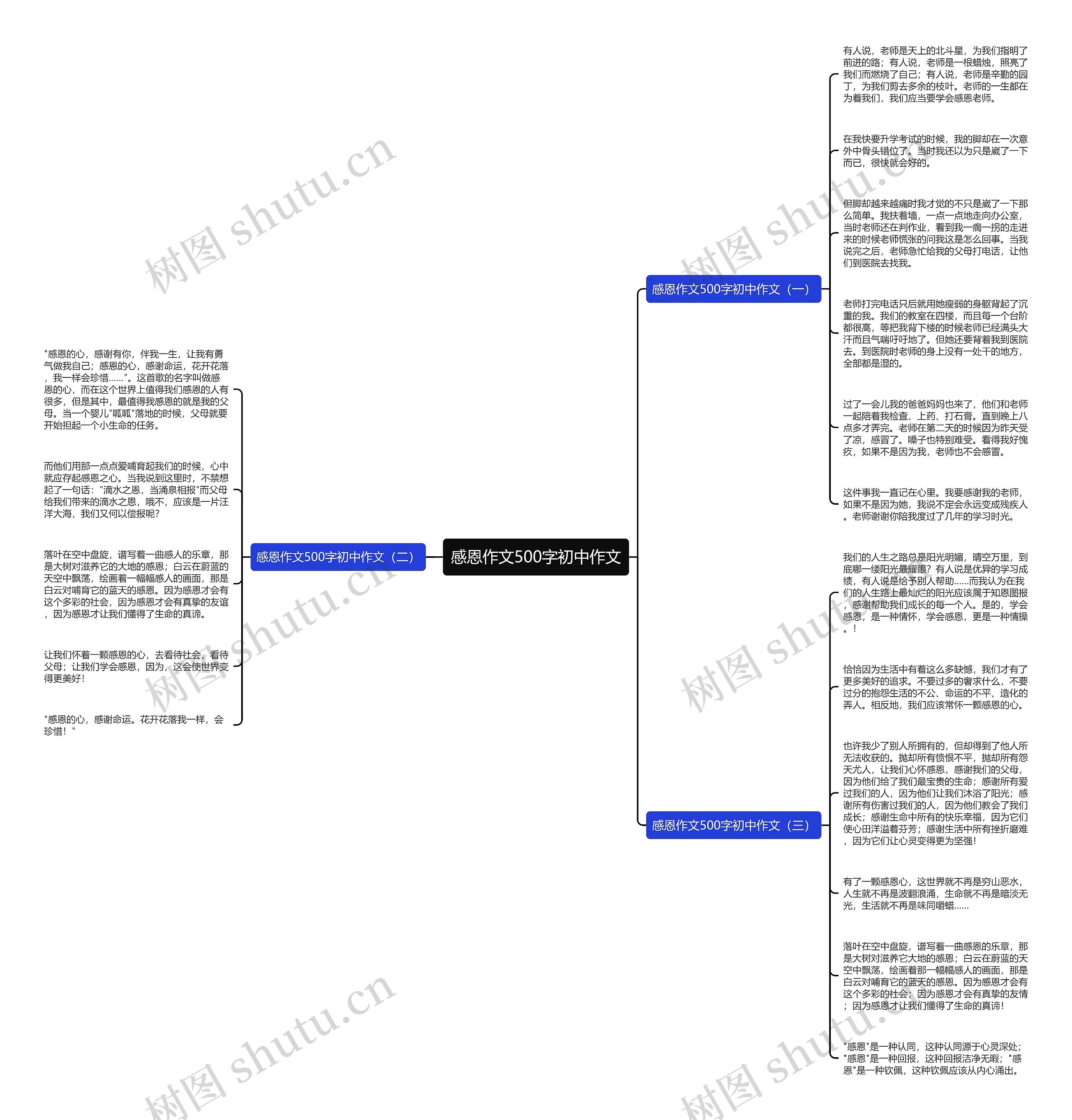 感恩作文500字初中作文思维导图