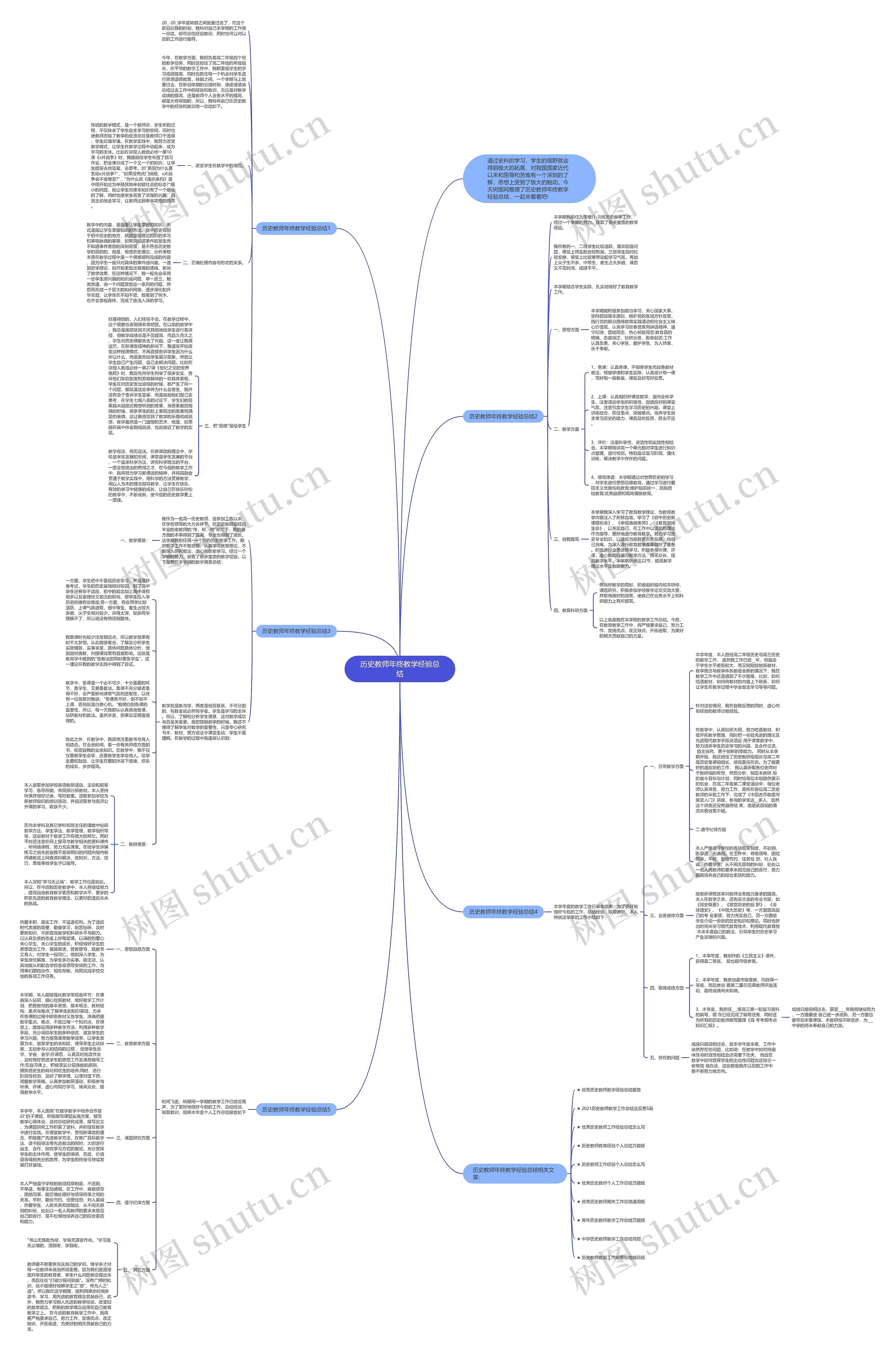 历史教师年终教学经验总结思维导图