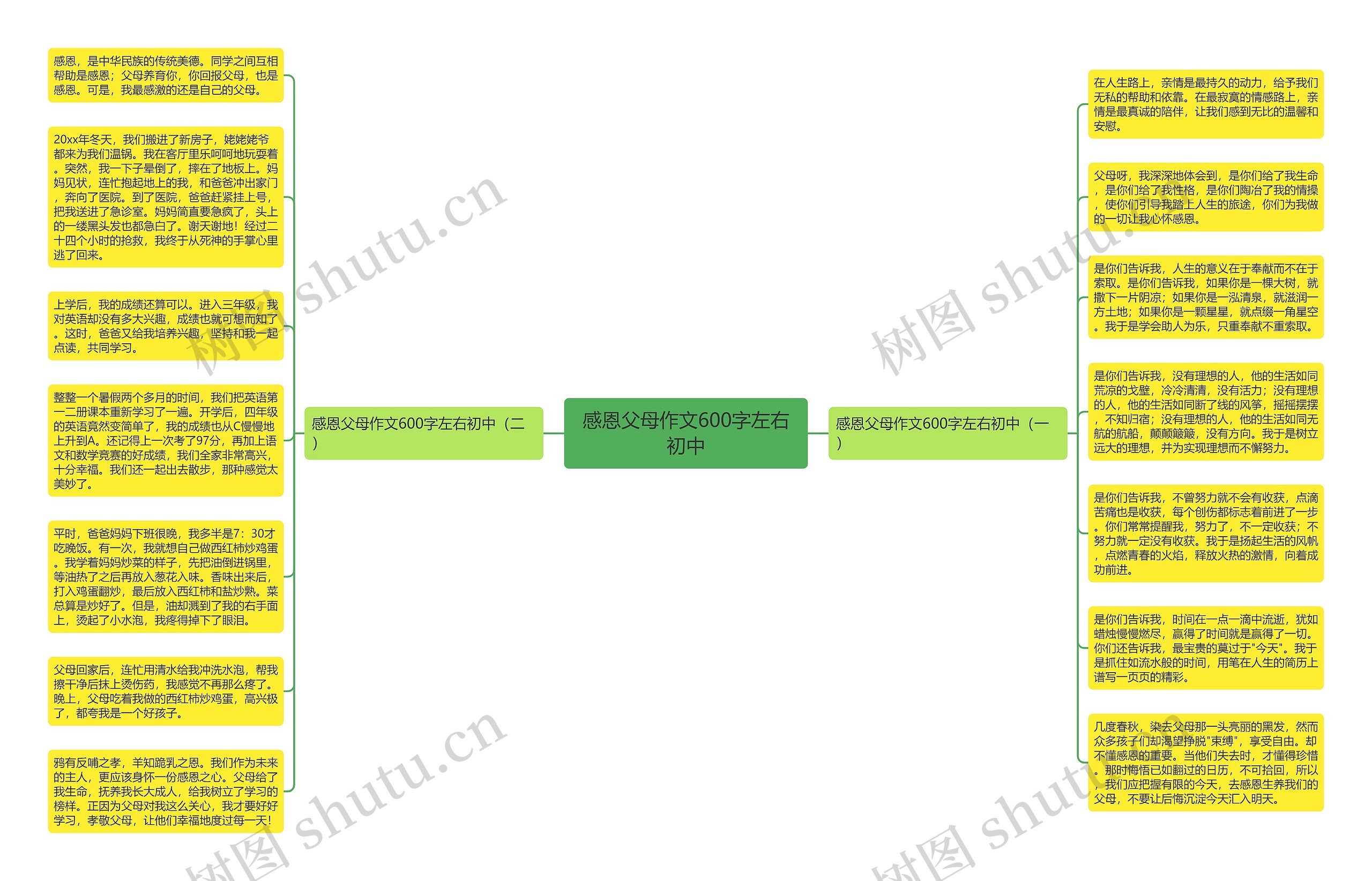 感恩父母作文600字左右初中思维导图