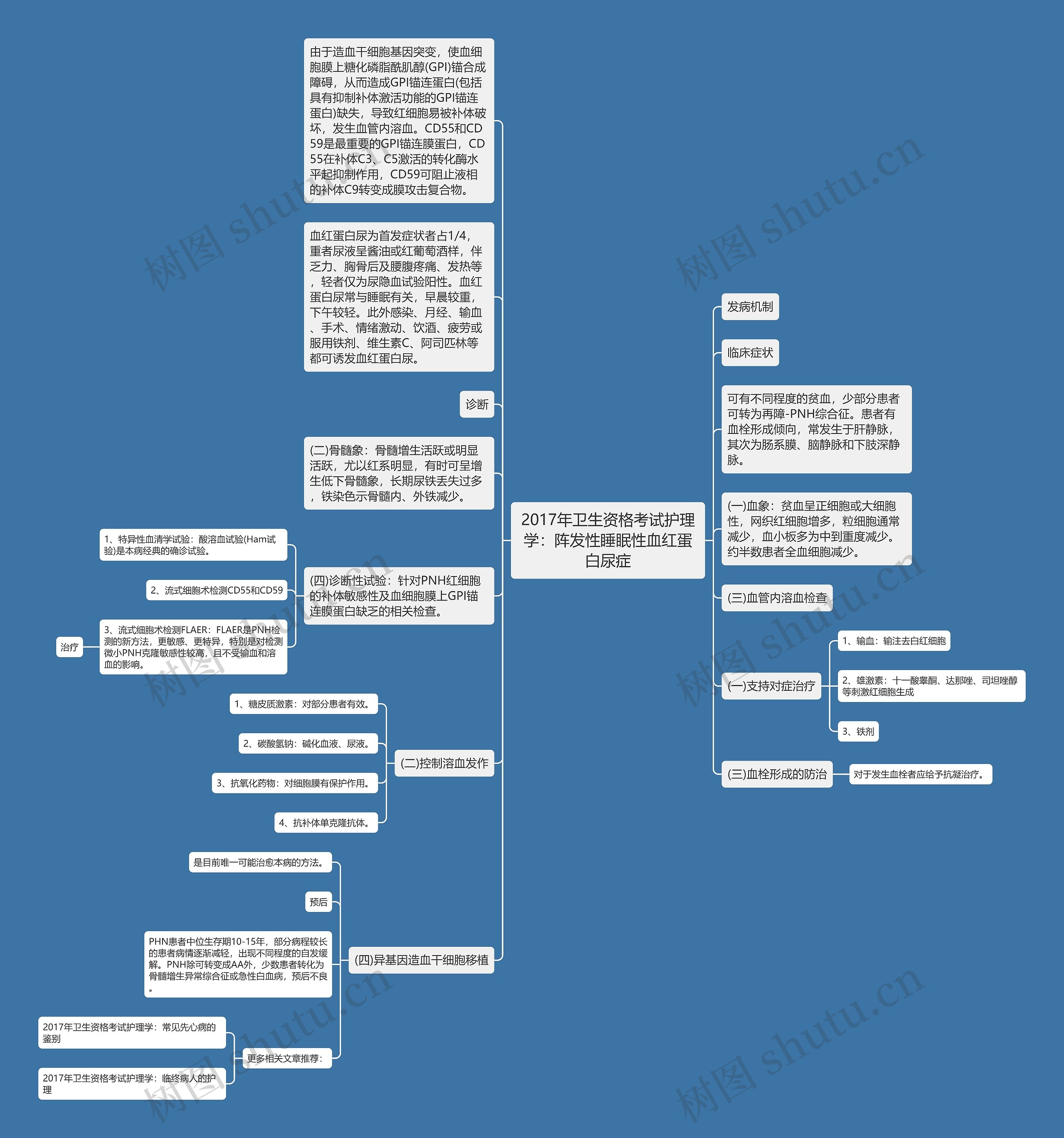 2017年卫生资格考试护理学：阵发性睡眠性血红蛋白尿症思维导图