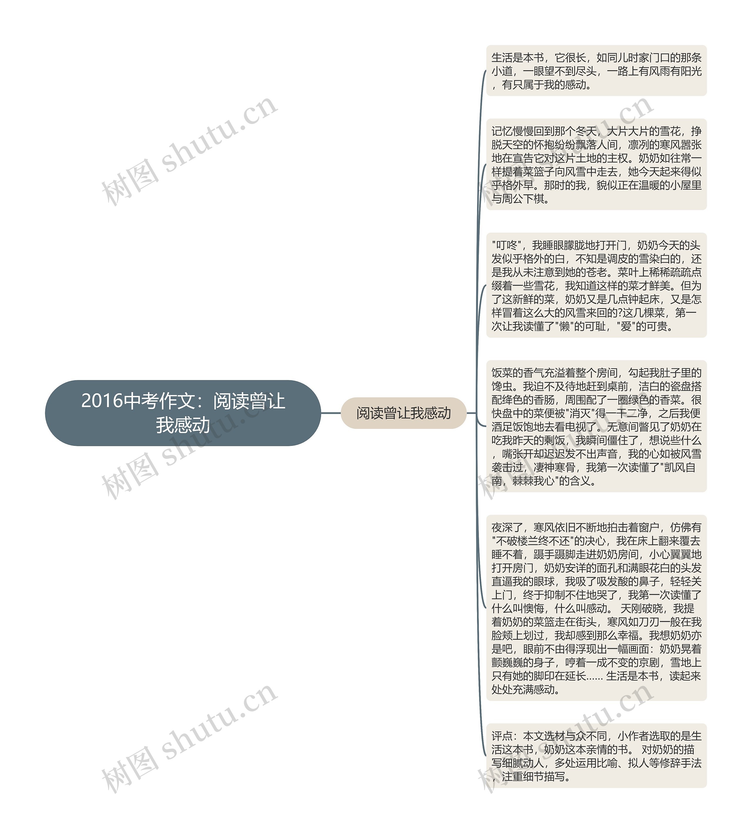 2016中考作文：阅读曾让我感动思维导图