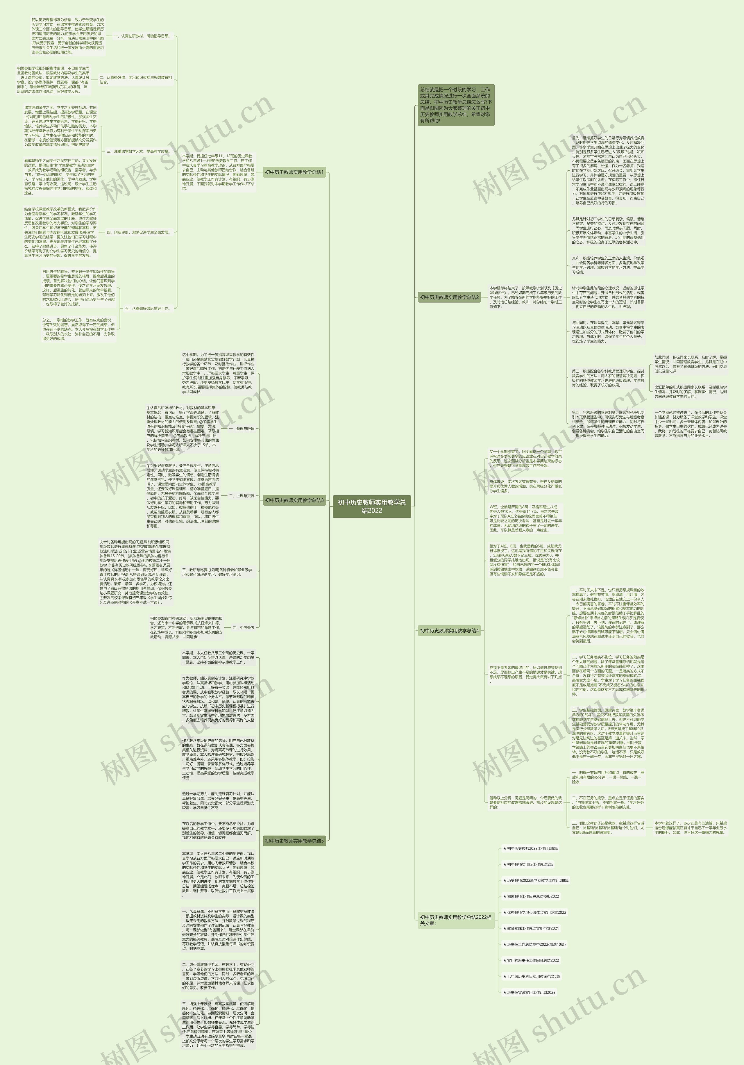 初中历史教师实用教学总结2022思维导图