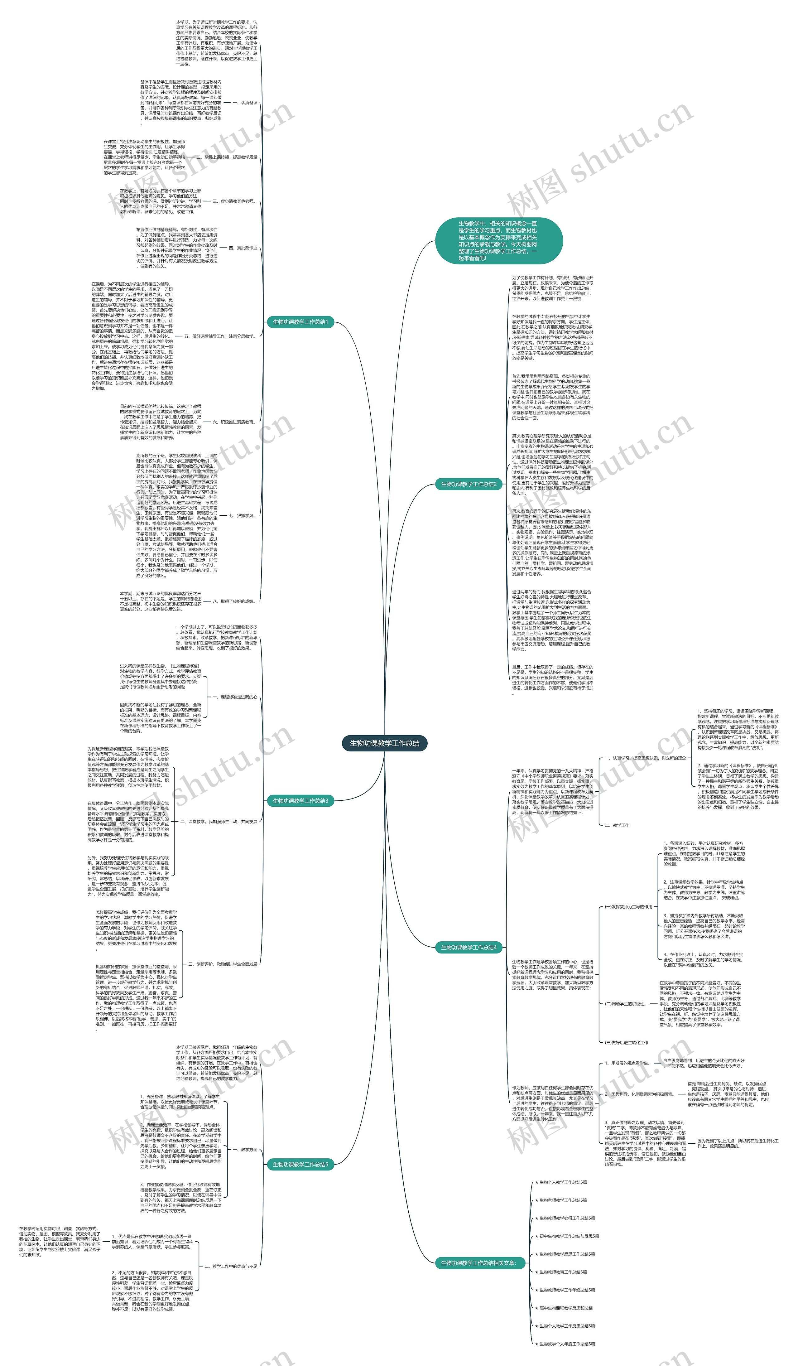 生物功课教学工作总结思维导图
