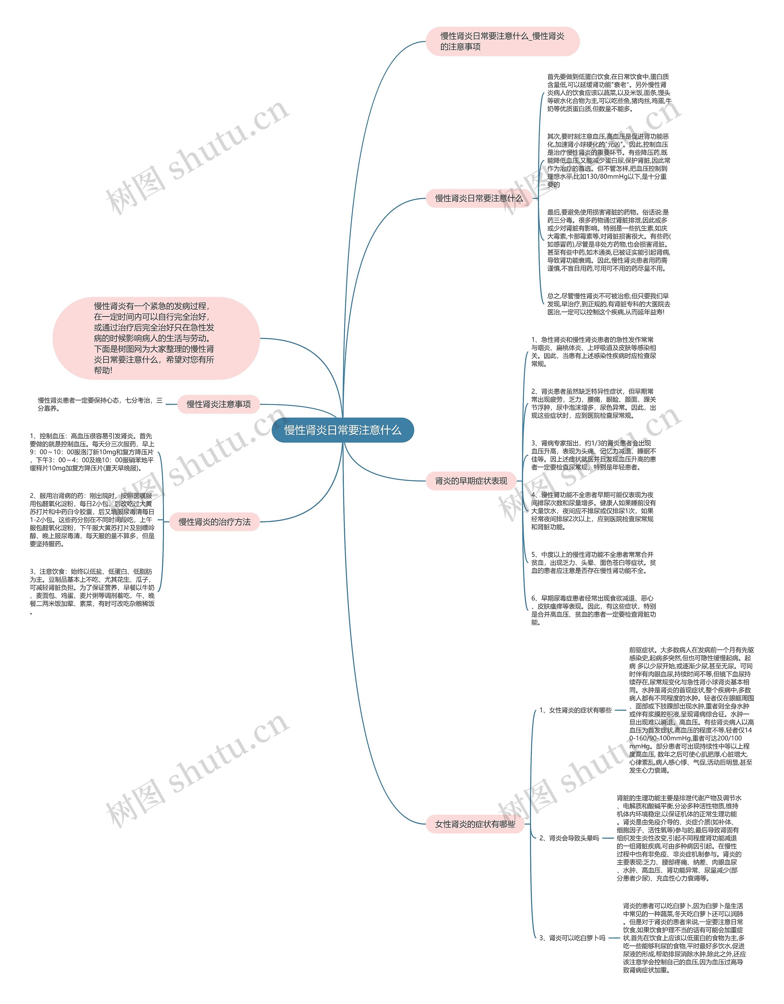 慢性肾炎日常要注意什么思维导图