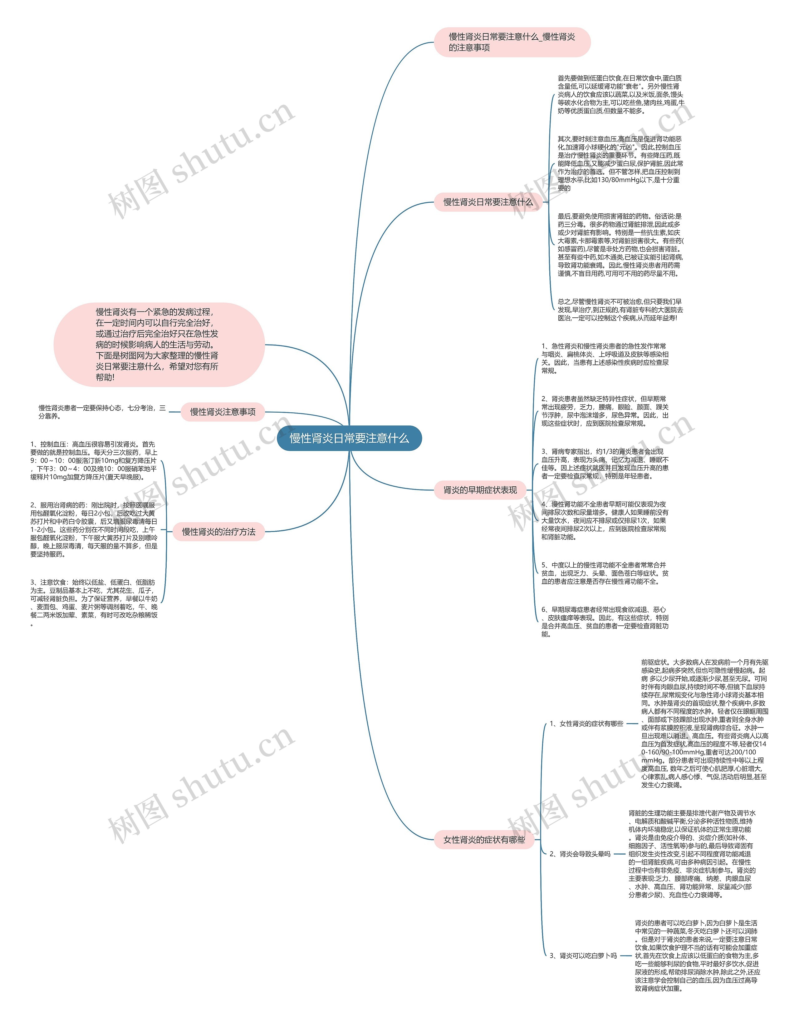 慢性肾炎日常要注意什么思维导图高清图 慢性肾炎日常要注意什么思维导图