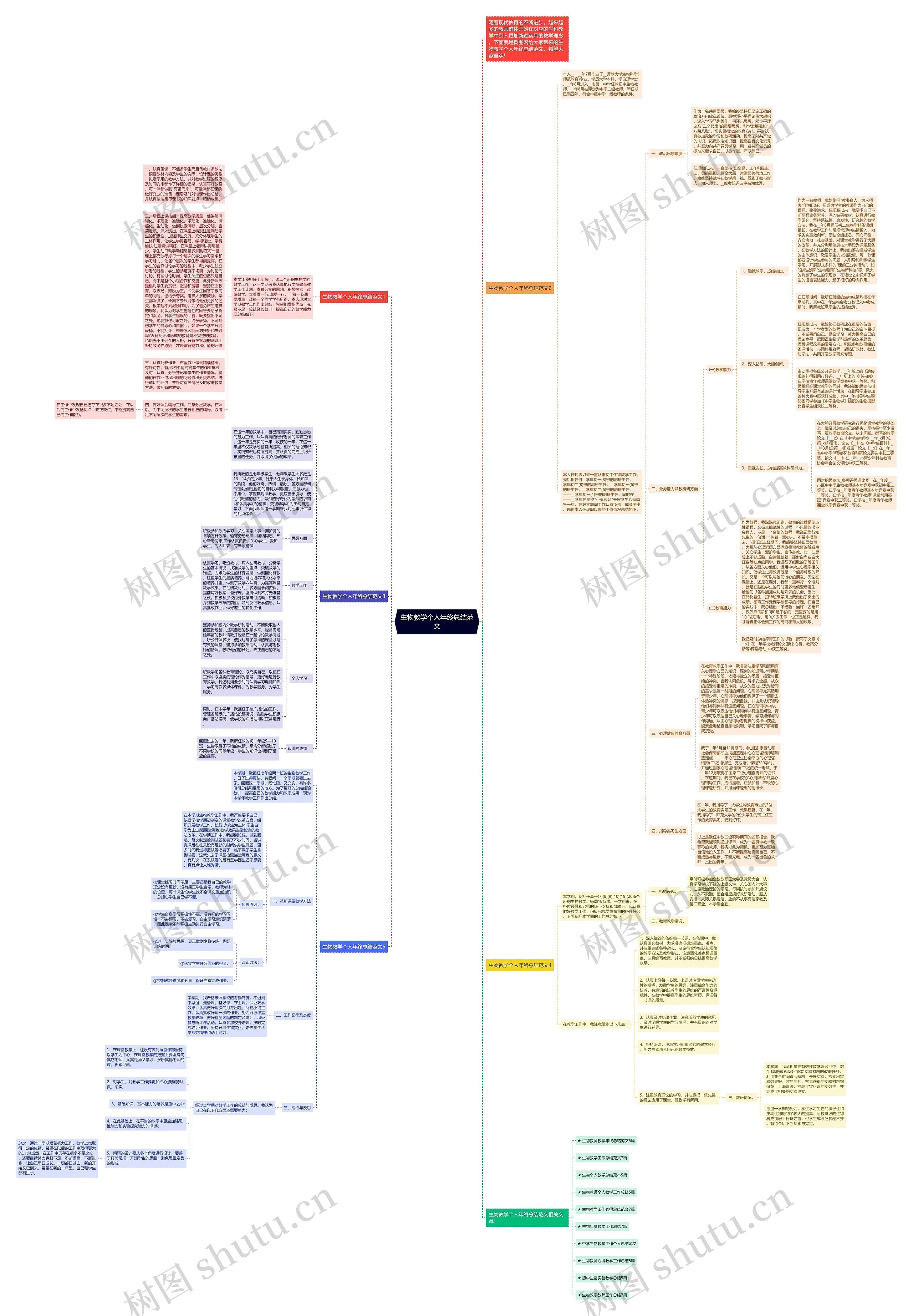 生物教学个人年终总结范文思维导图