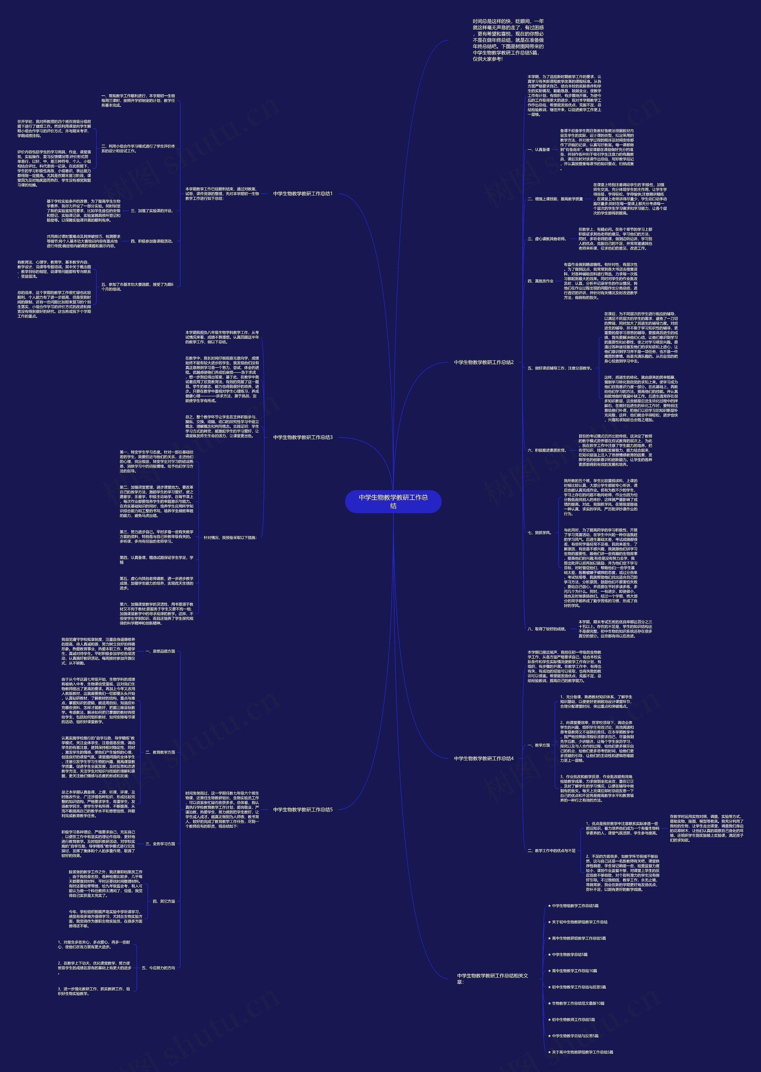 中学生物教学教研工作总结思维导图