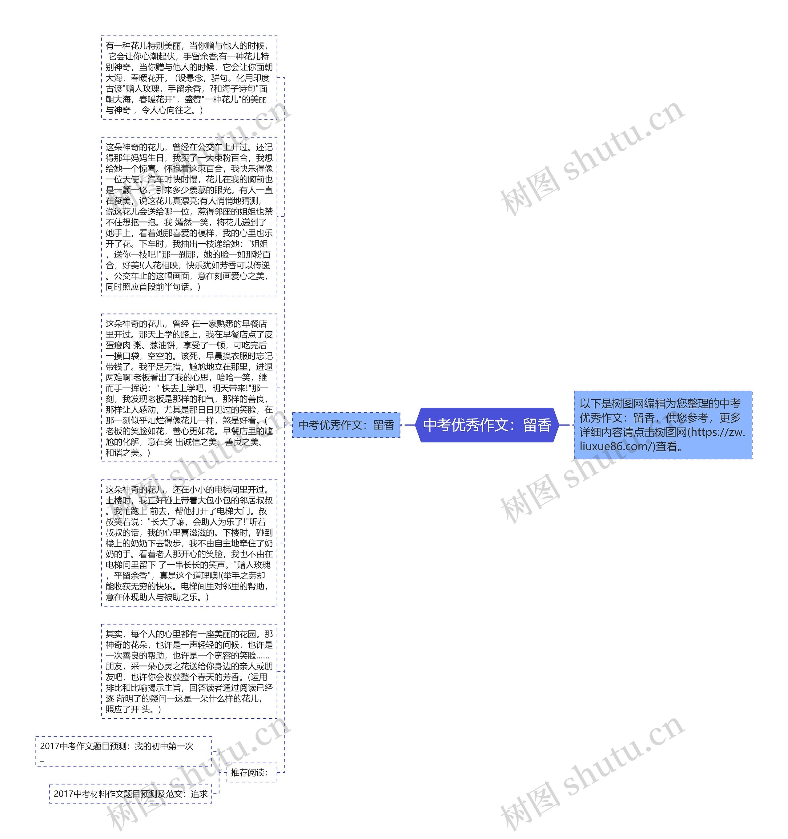 中考优秀作文：留香思维导图