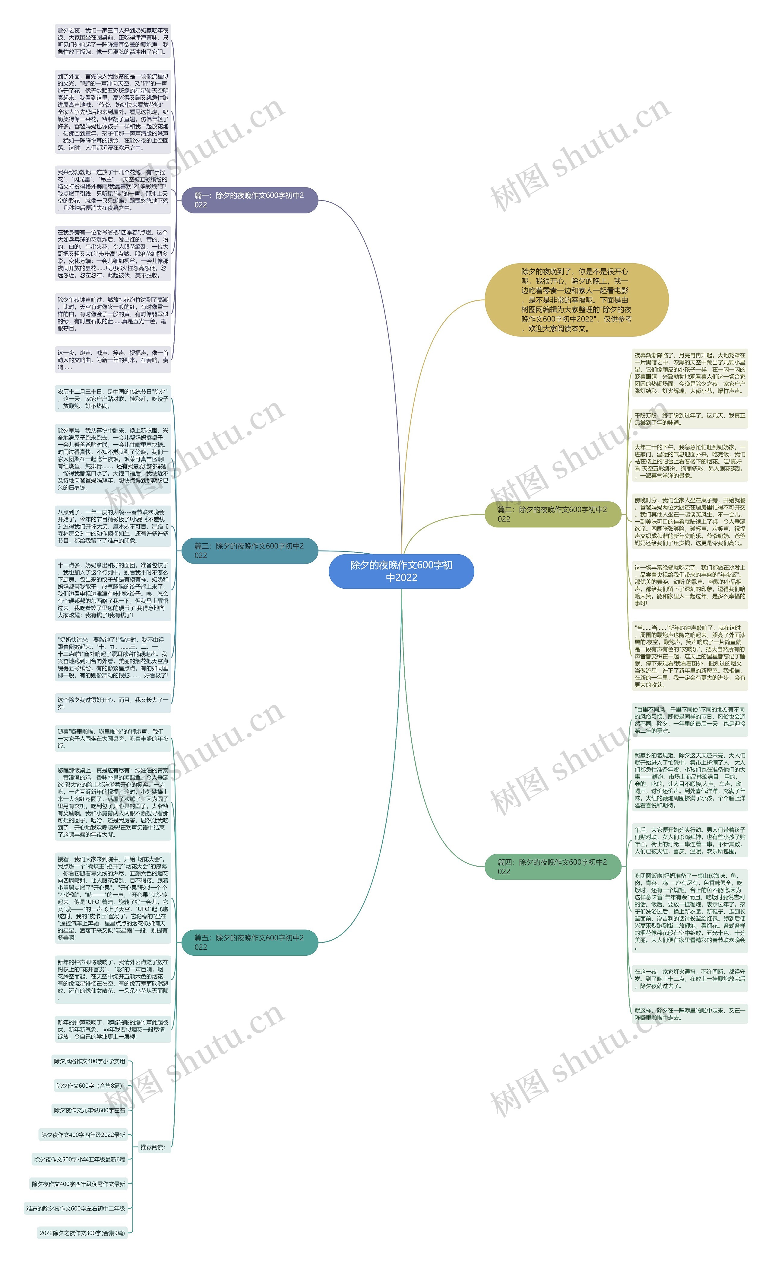 除夕的夜晚作文600字初中2022思维导图