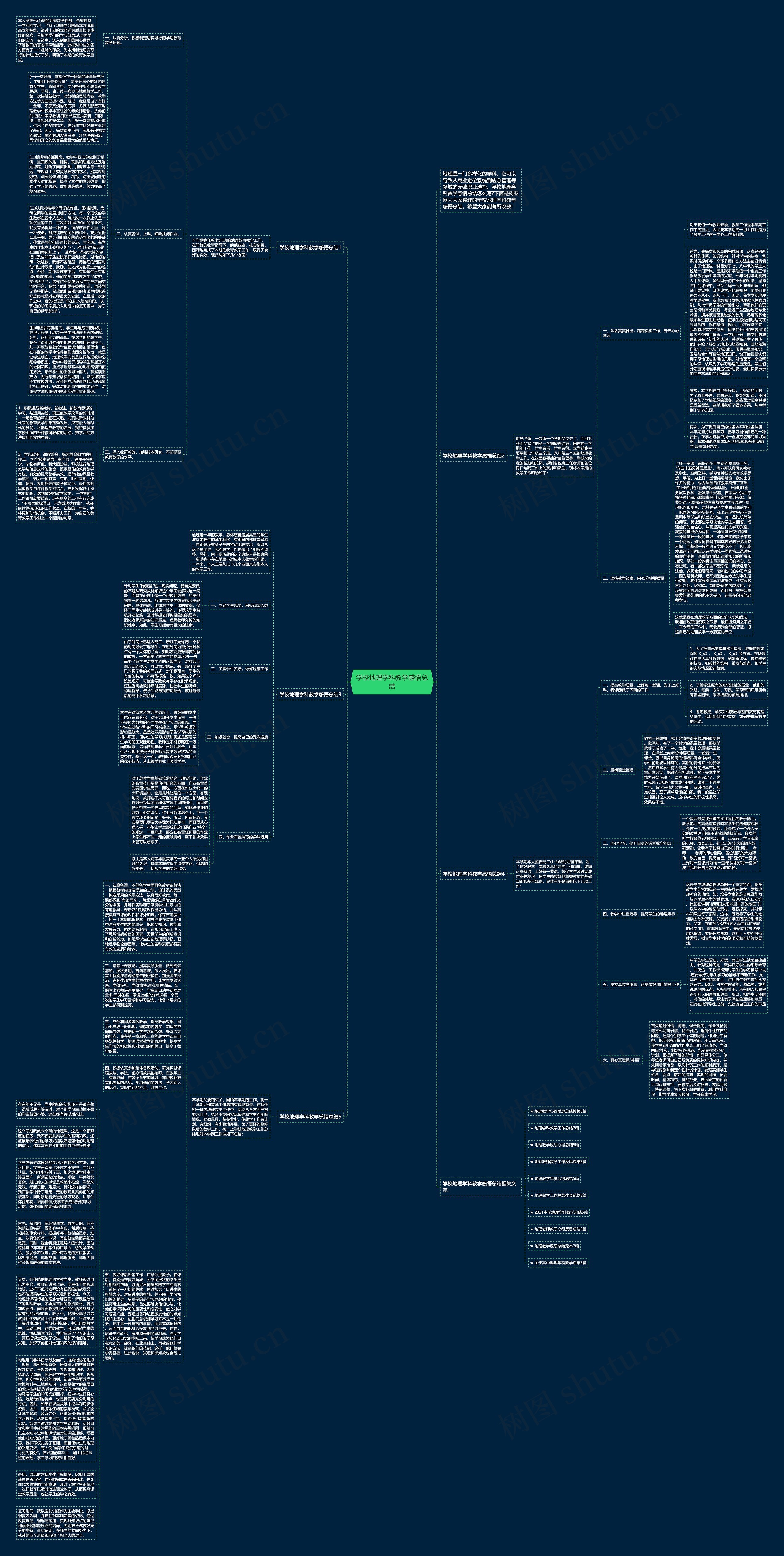 学校地理学科教学感悟总结思维导图