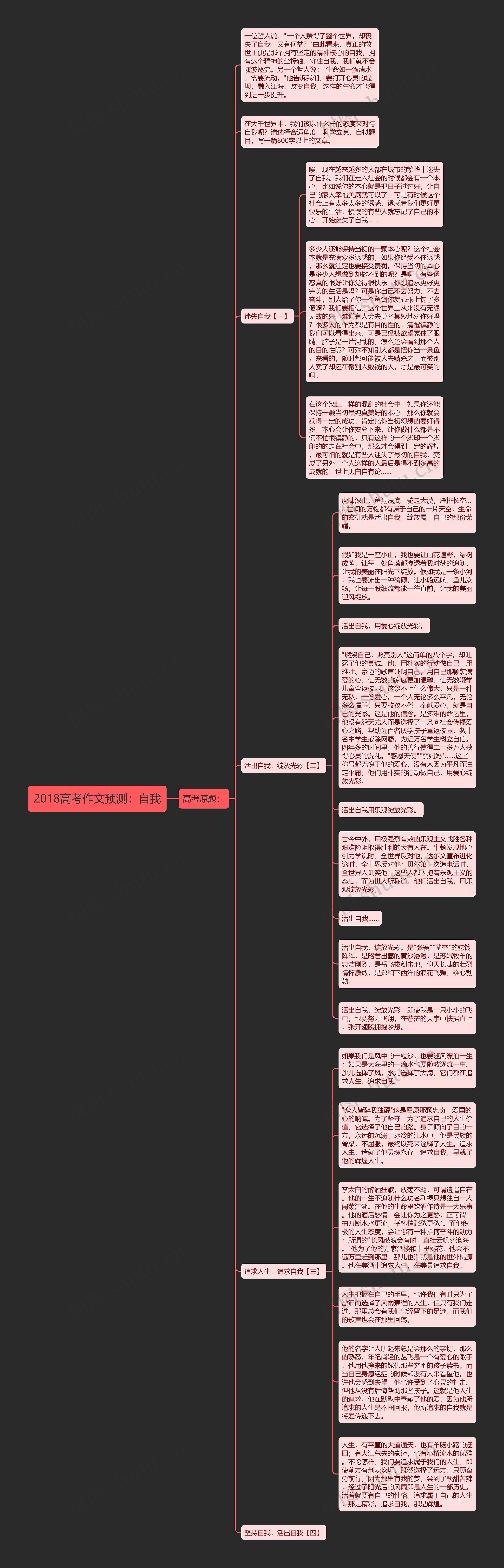 2018高考作文预测：自我思维导图