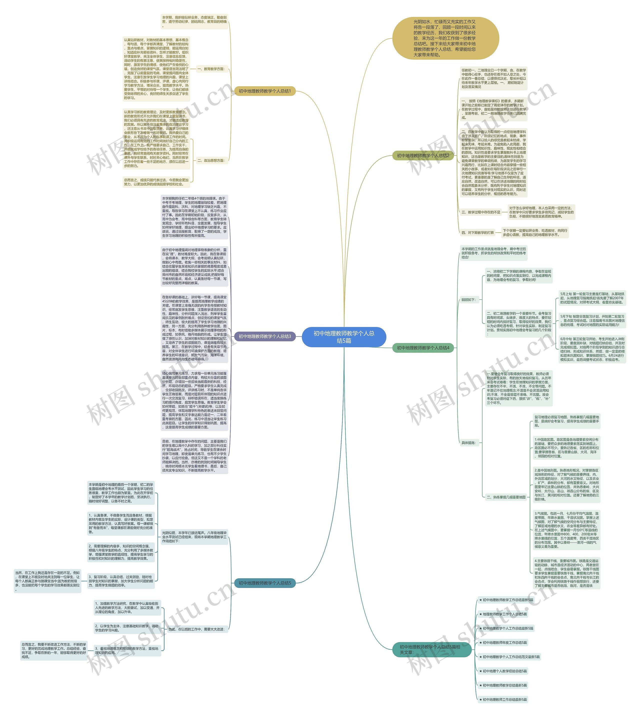 初中地理教师教学个人总结5篇思维导图