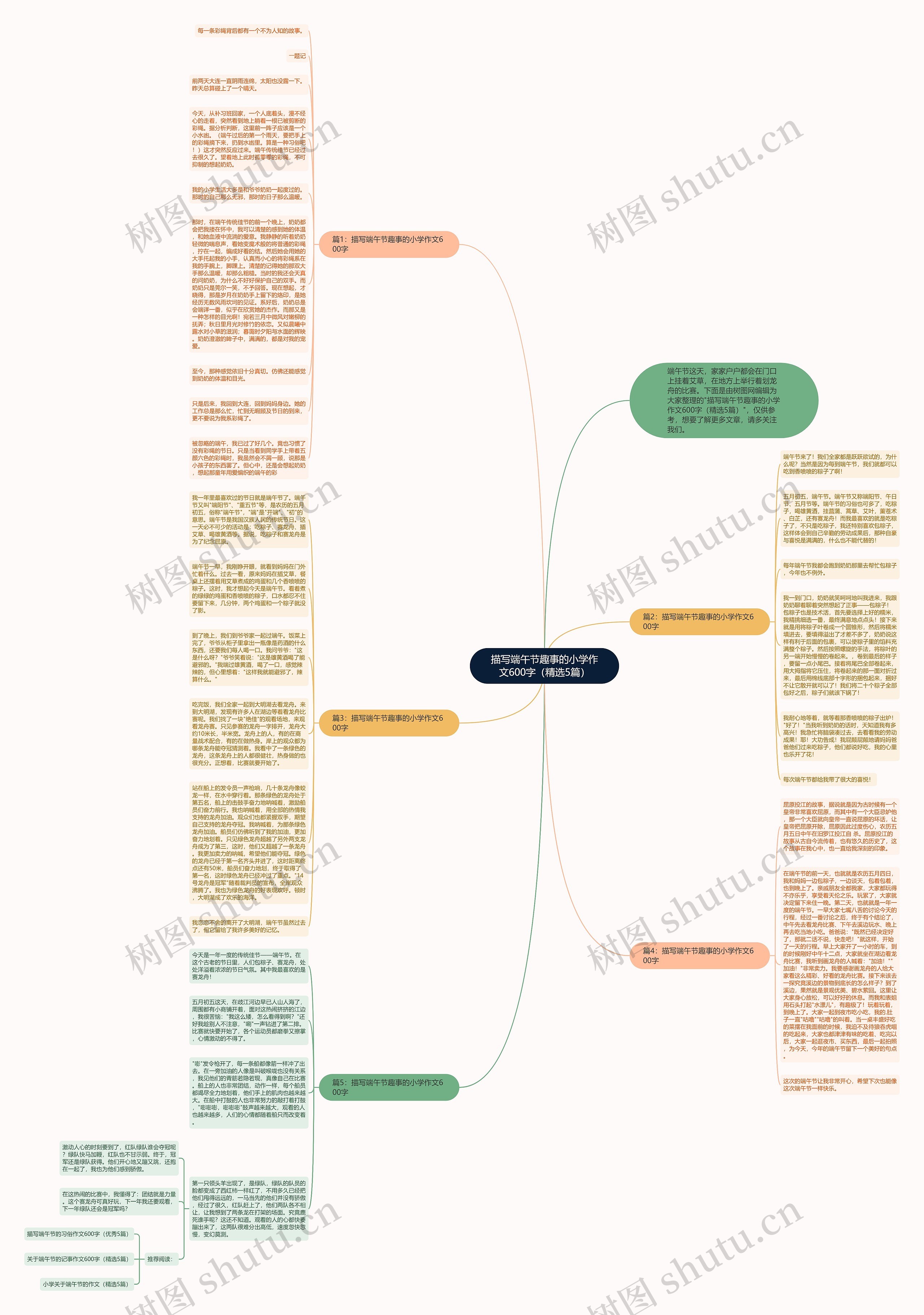 描写端午节趣事的小学作文600字（精选5篇）思维导图