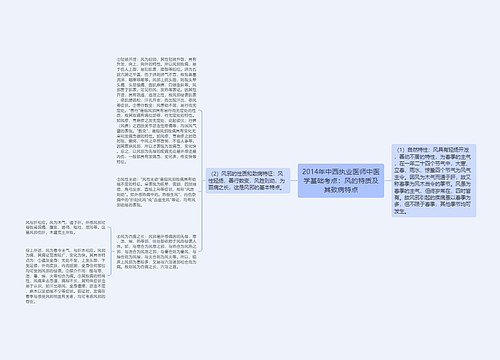 2014年中西执业医师中医学基础考点：风的特质及其致病特点