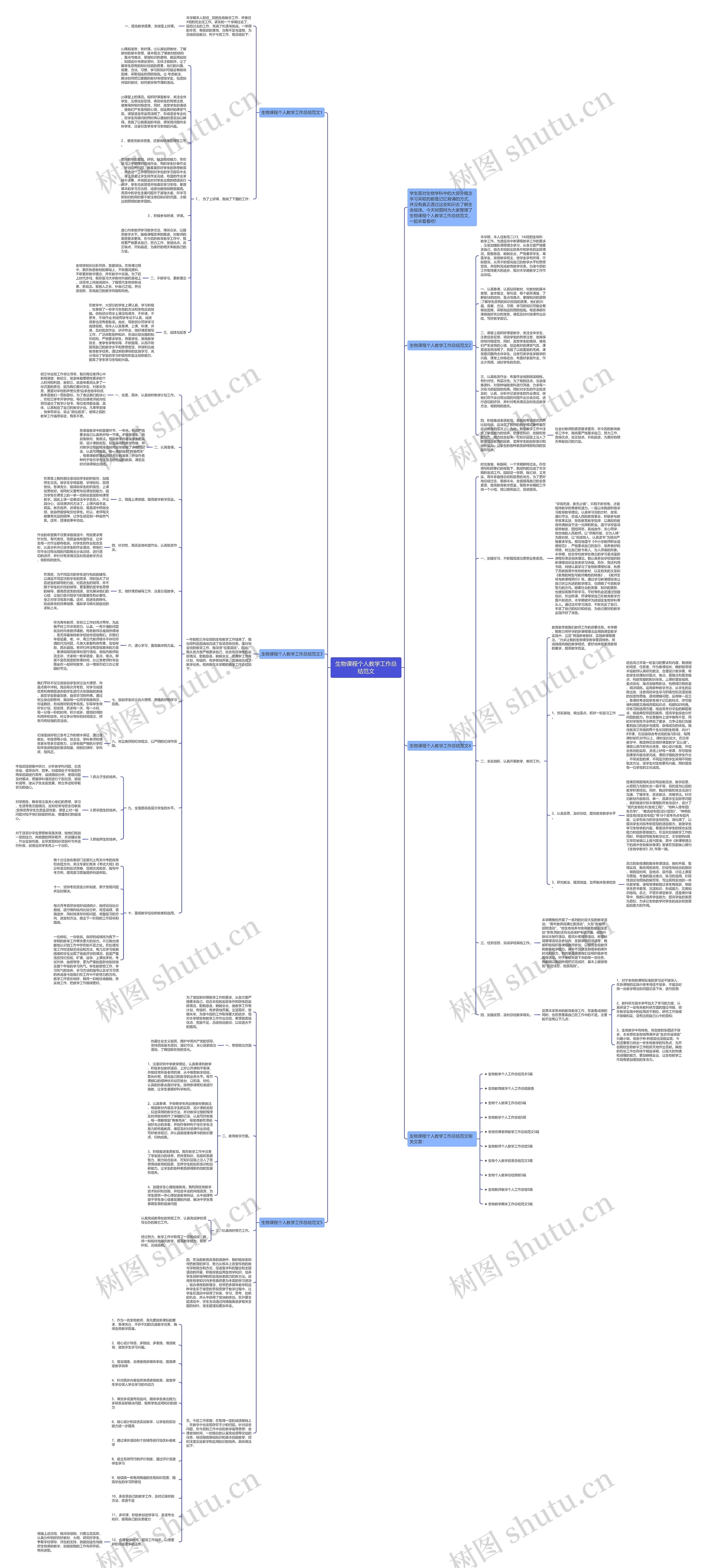 生物课程个人教学工作总结范文思维导图