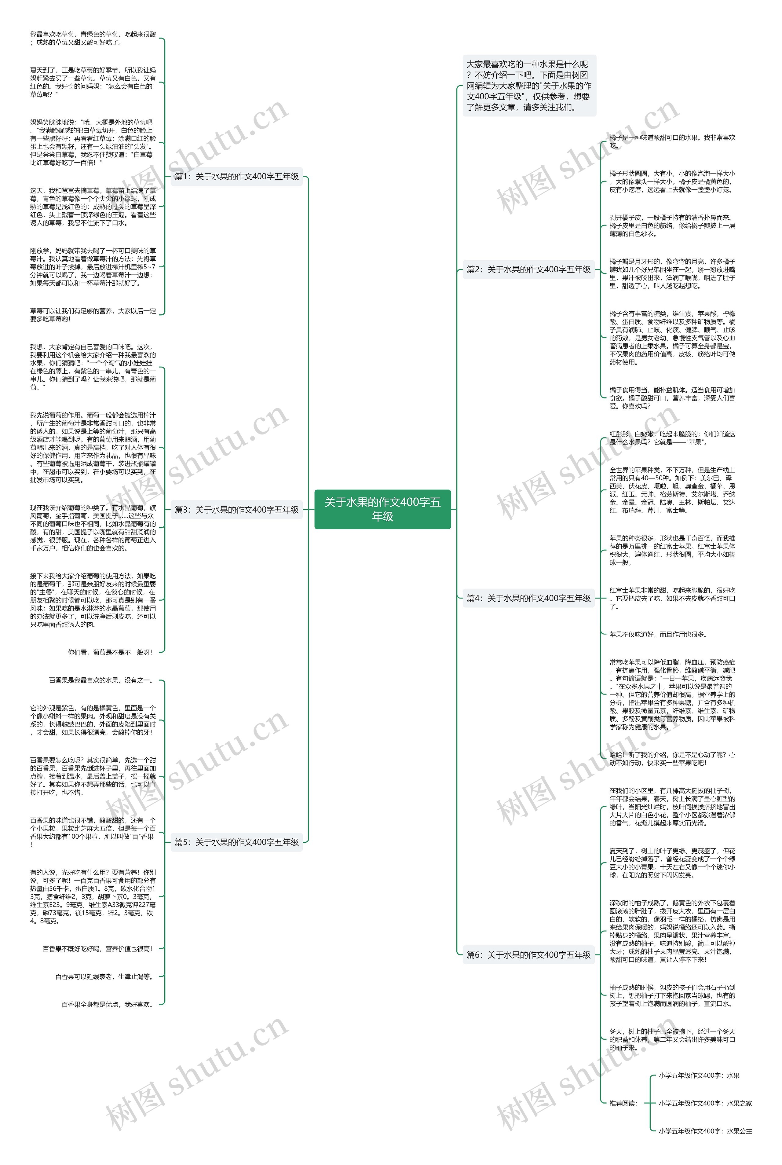 关于水果的作文400字五年级思维导图