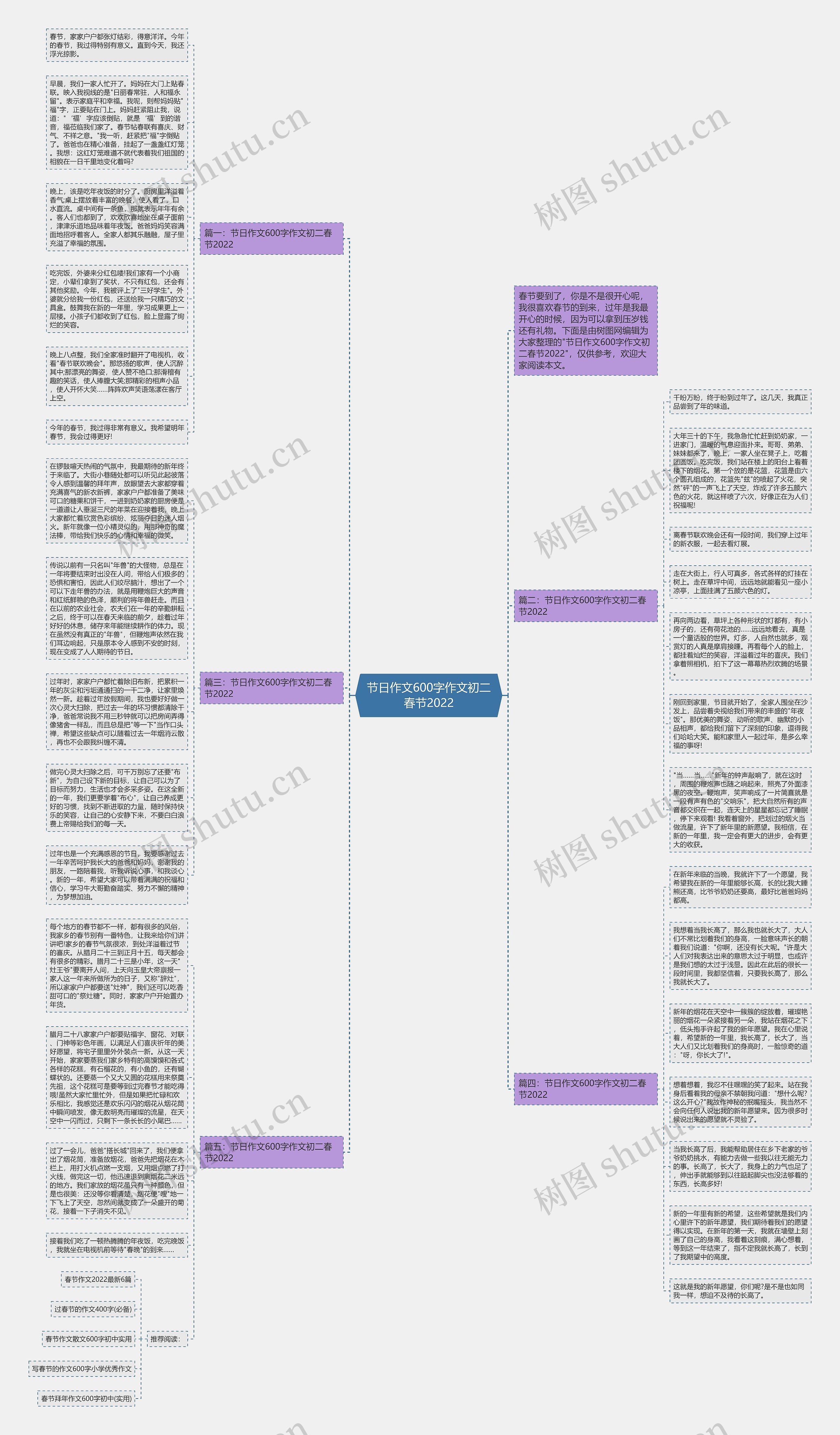节日作文600字作文初二春节2022思维导图