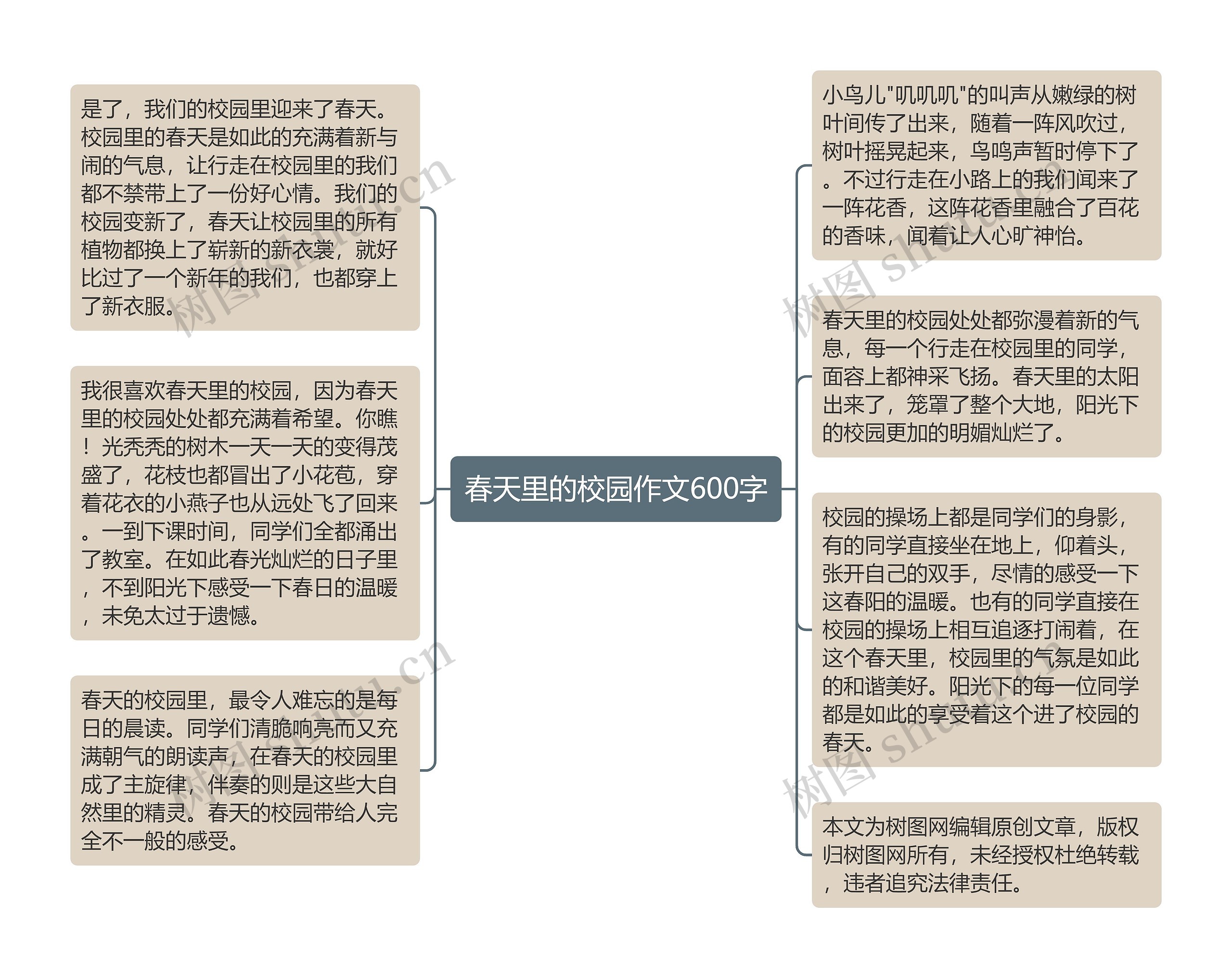 春天里的校园作文600字思维导图