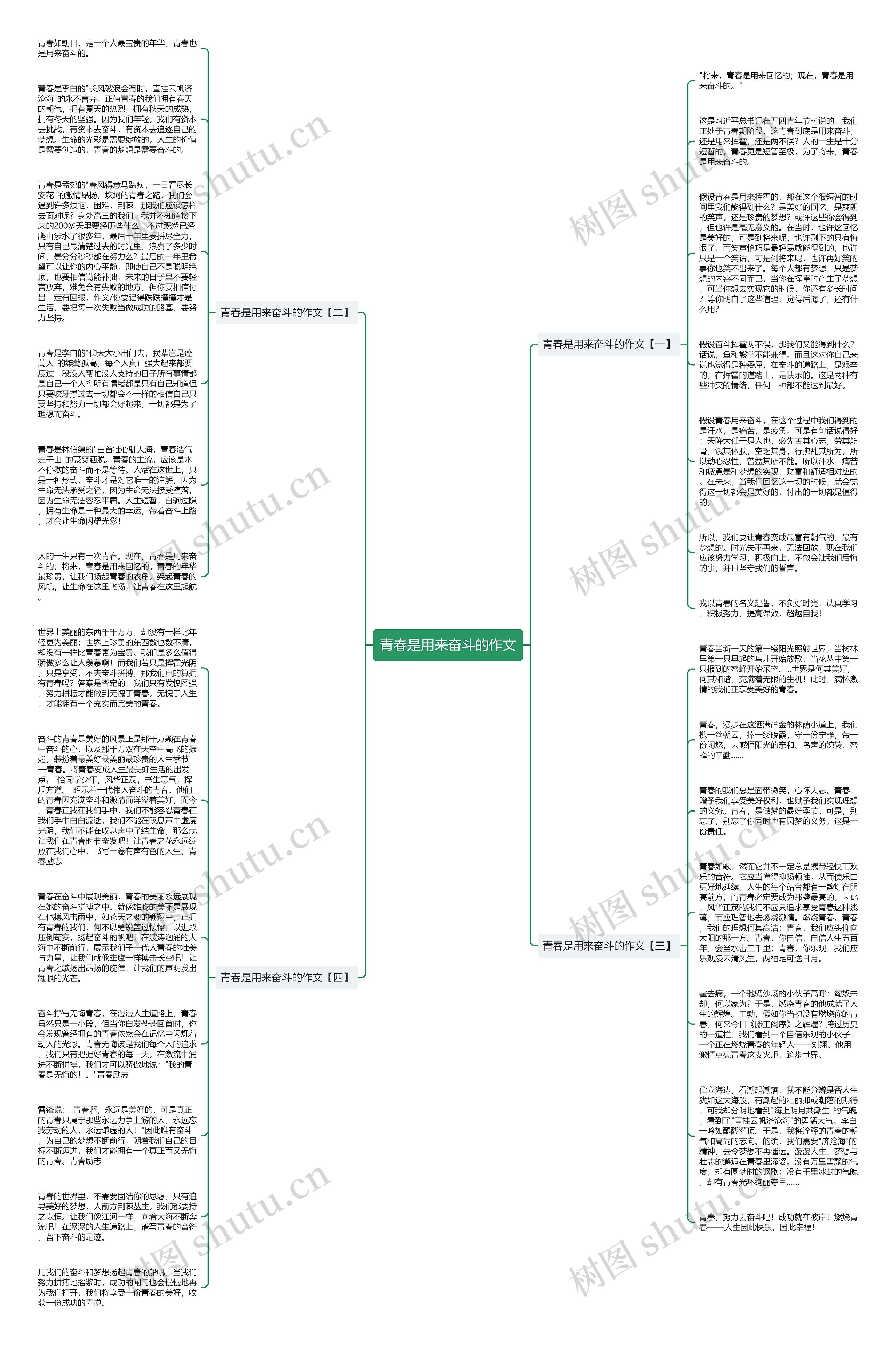 青春是用来奋斗的作文思维导图