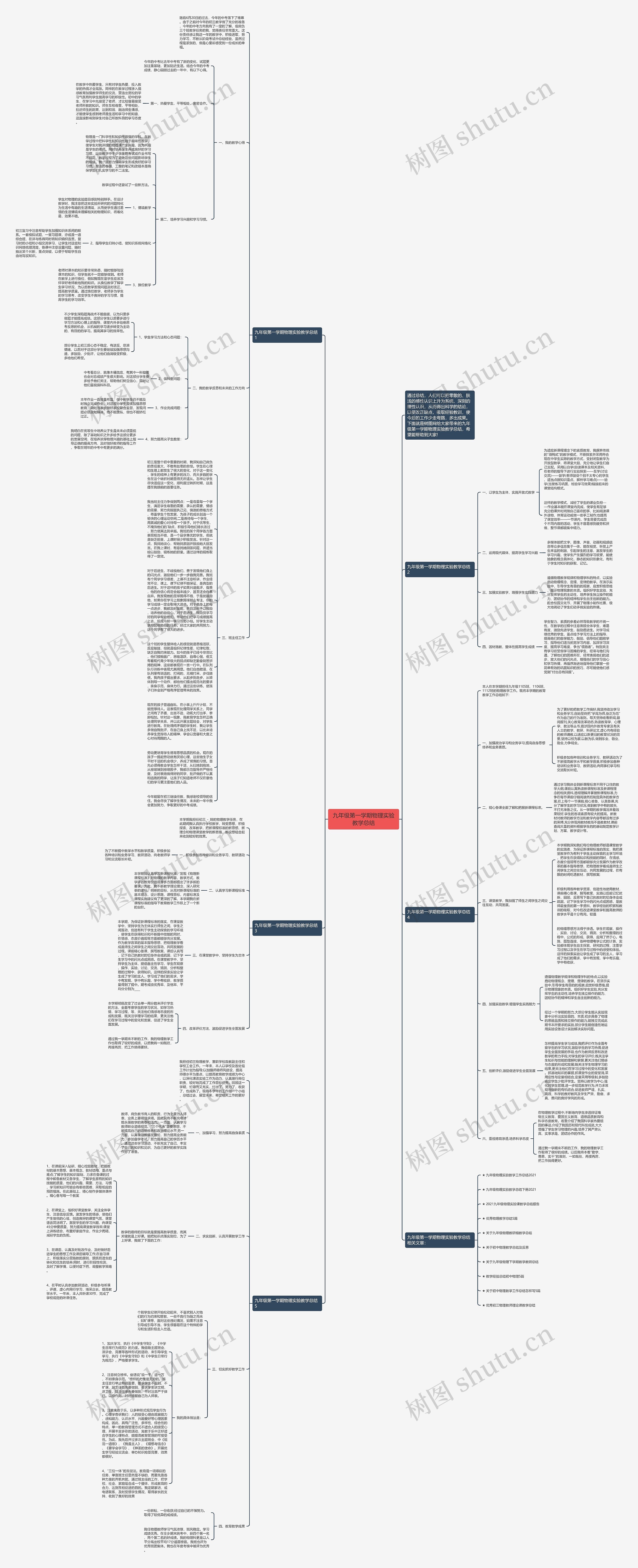 九年级第一学期物理实验教学总结思维导图