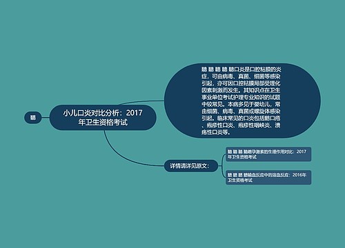 小儿口炎对比分析：2017年卫生资格考试