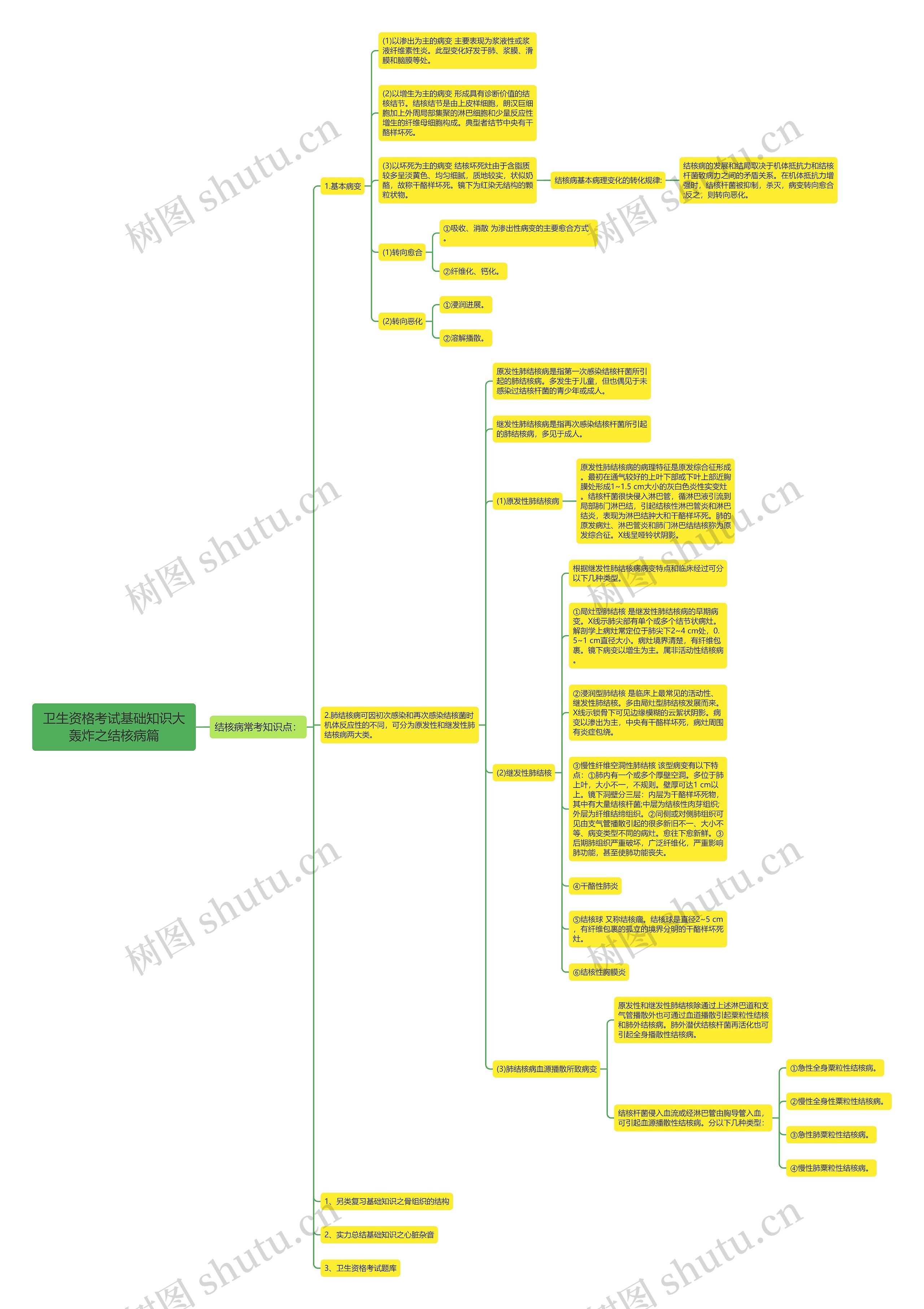 卫生资格考试基础知识大轰炸之结核病篇思维导图