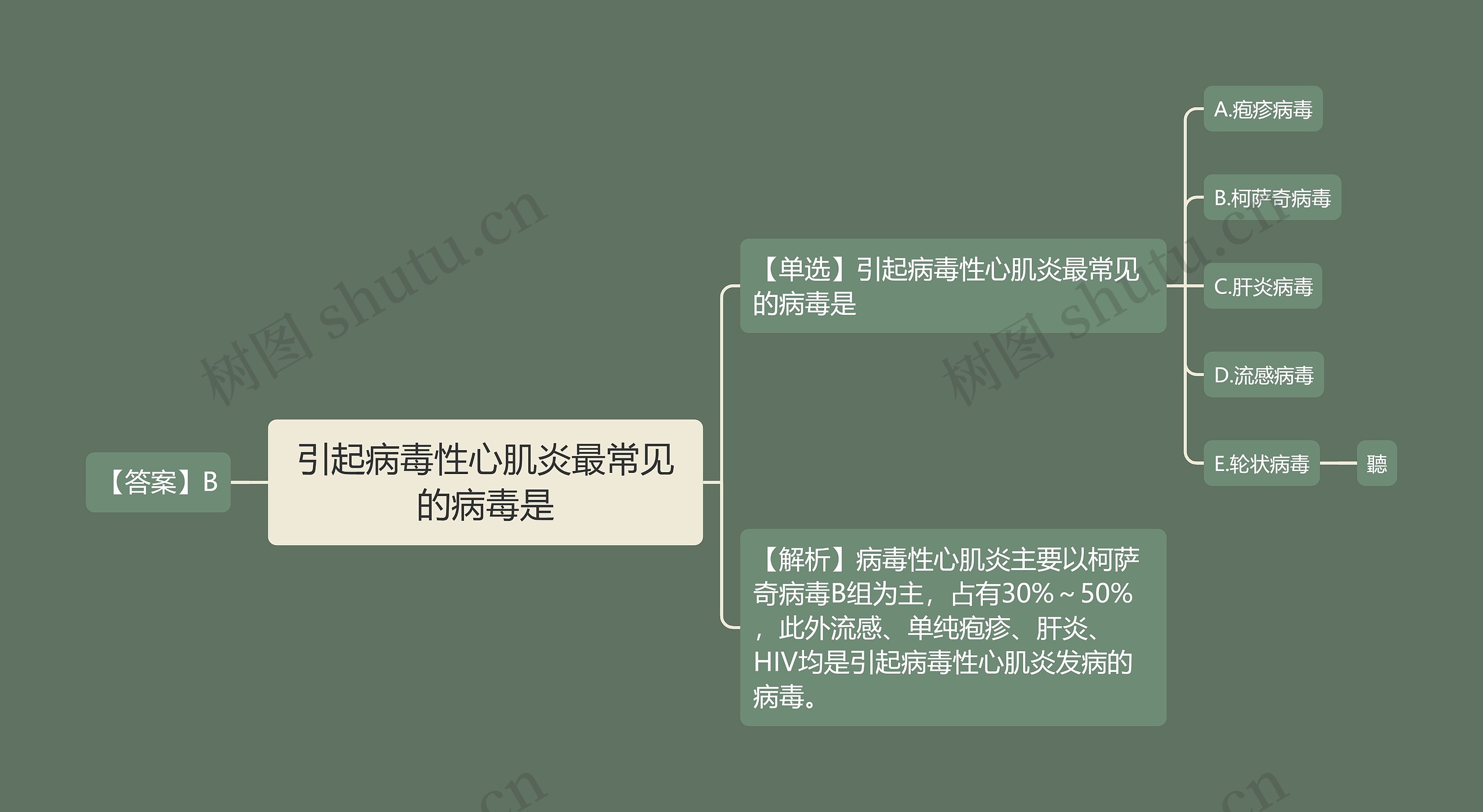 引起病毒性心肌炎最常见的病毒是思维导图高清图 引起病毒性心肌炎最常见的病毒是思维导图