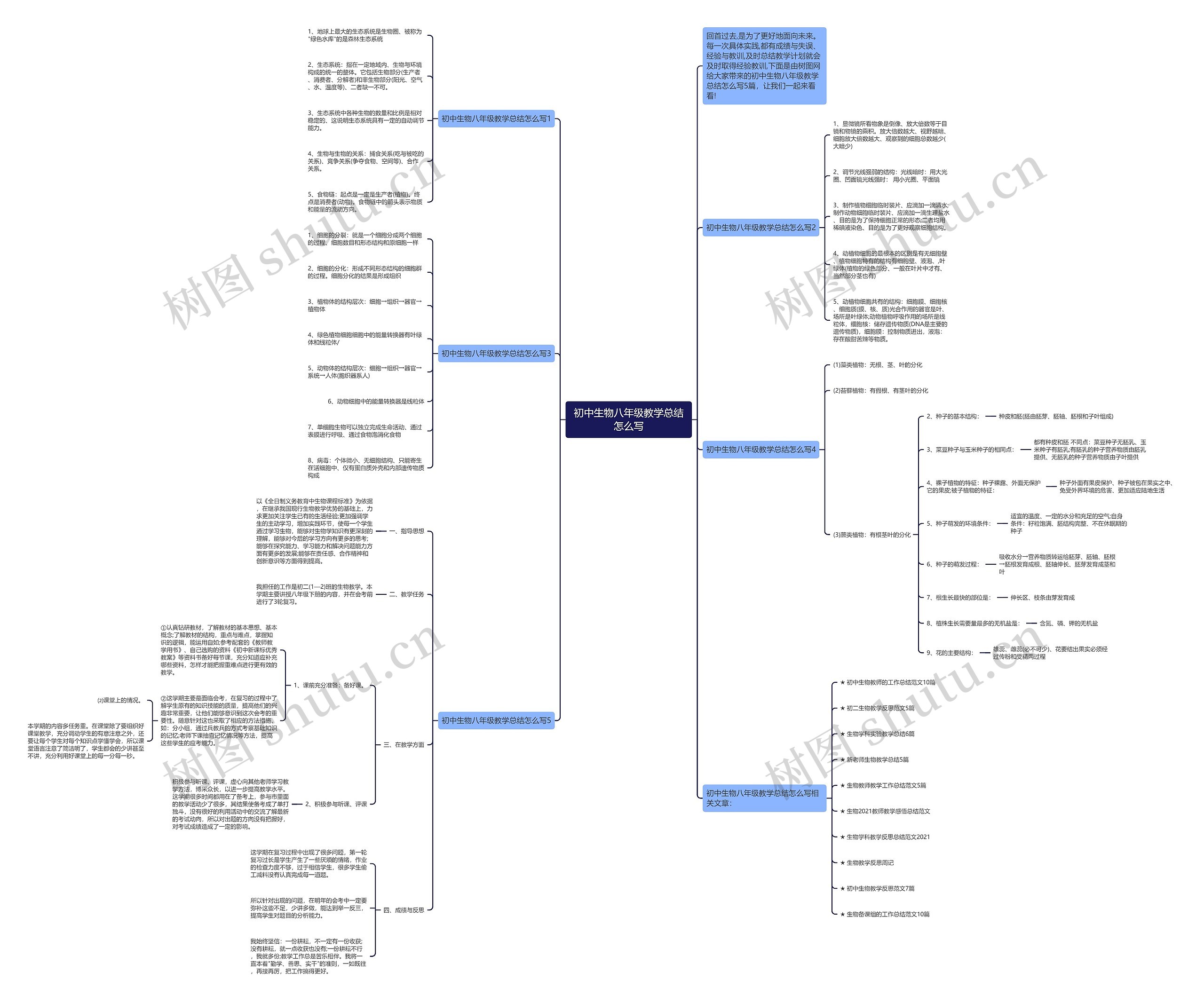 初中生物八年级教学总结怎么写思维导图