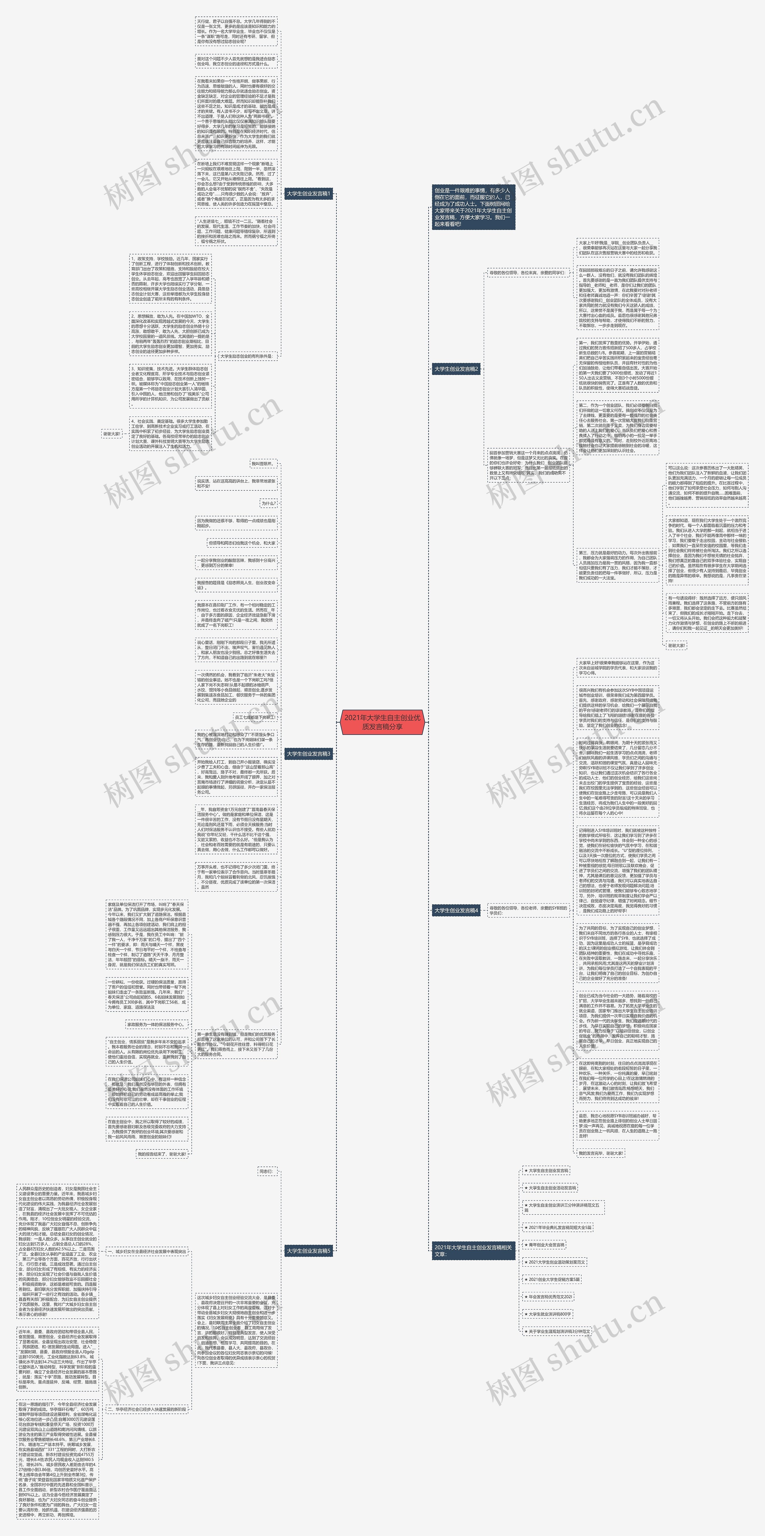 2021年大学生自主创业优质发言稿分享思维导图