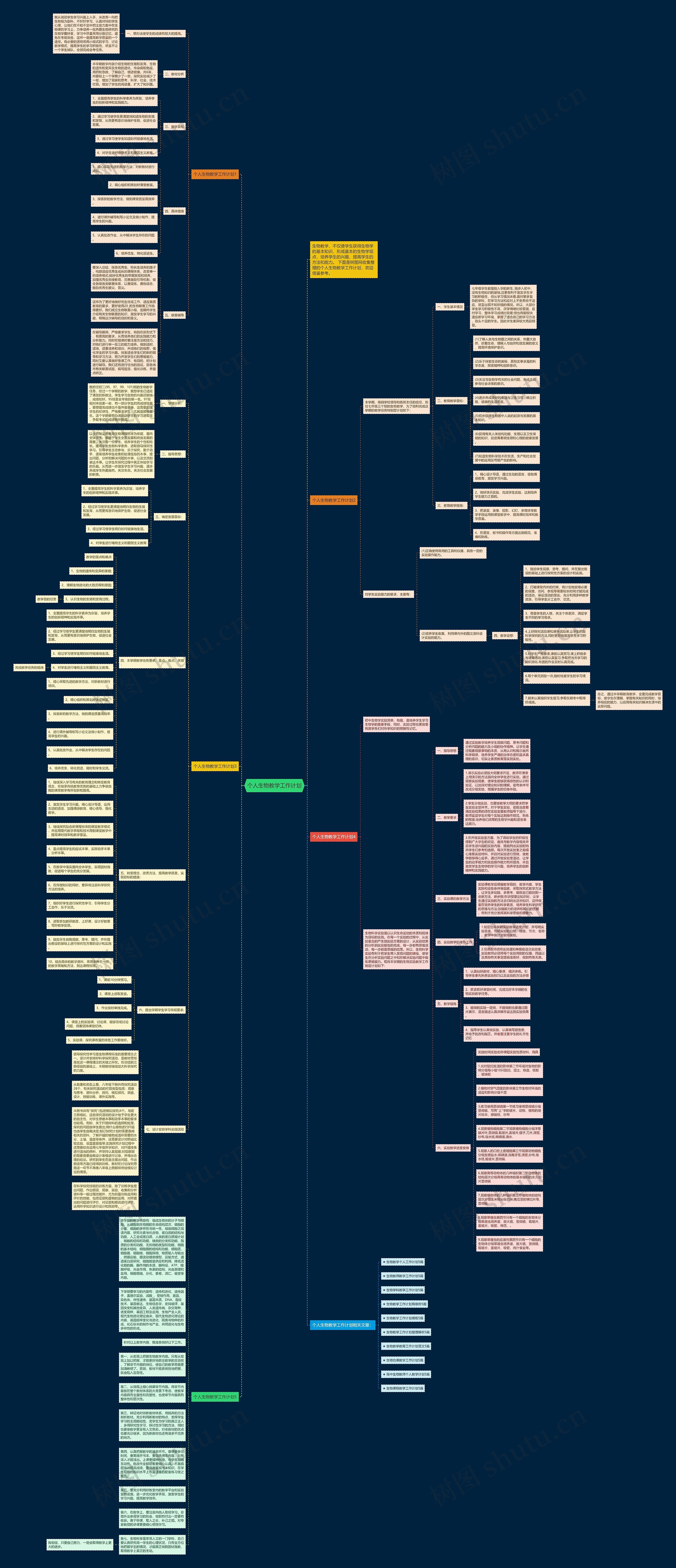 个人生物教学工作计划思维导图