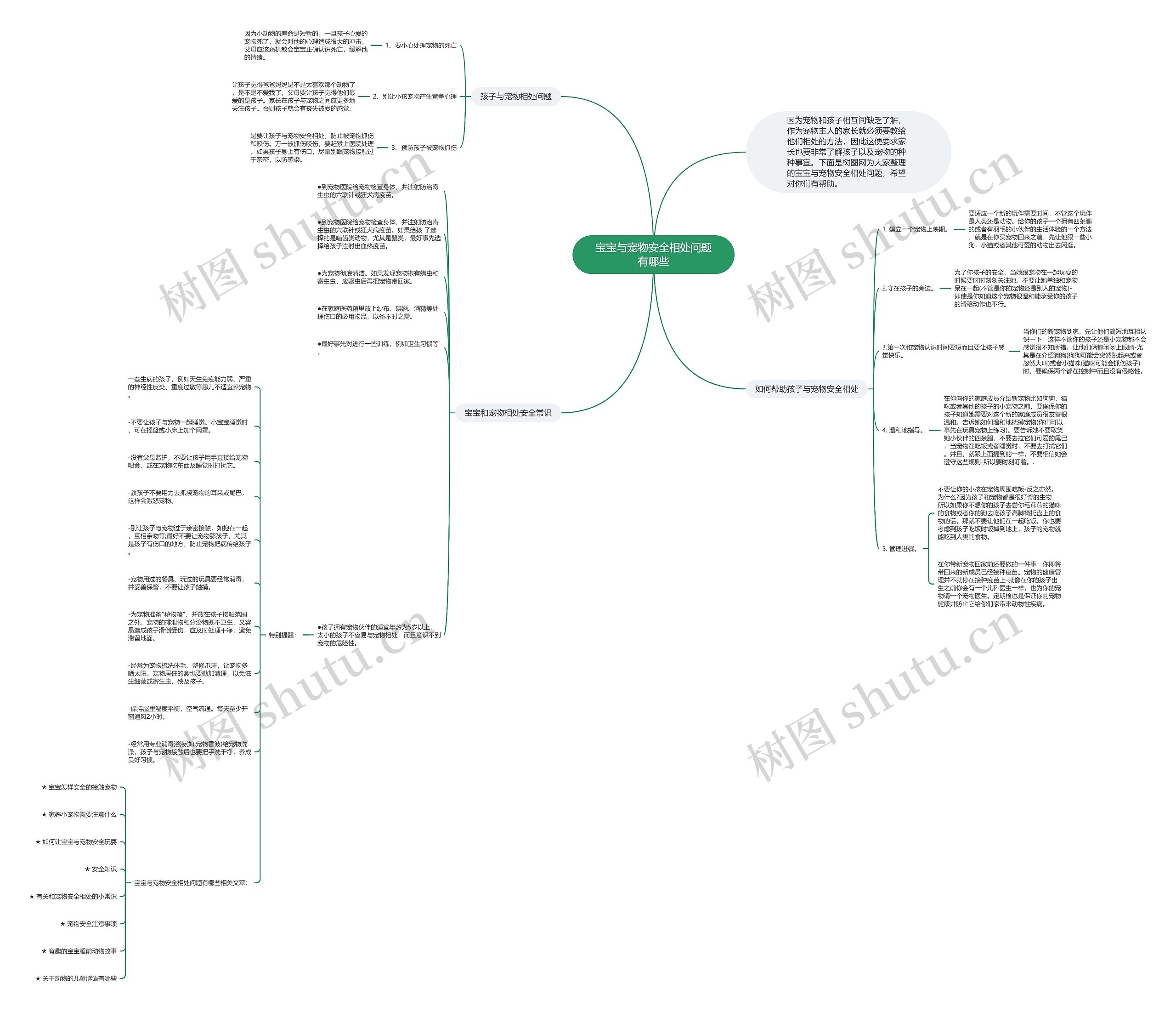宝宝与宠物安全相处问题有哪些思维导图