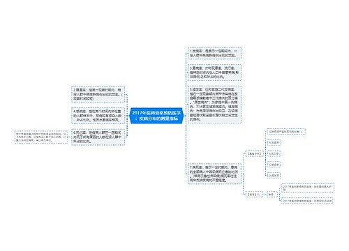 2017年医师资格预防医学：疾病分布的测量指标