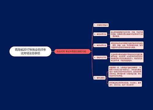 青海省2017年执业药师考试考场注意事项思维导图