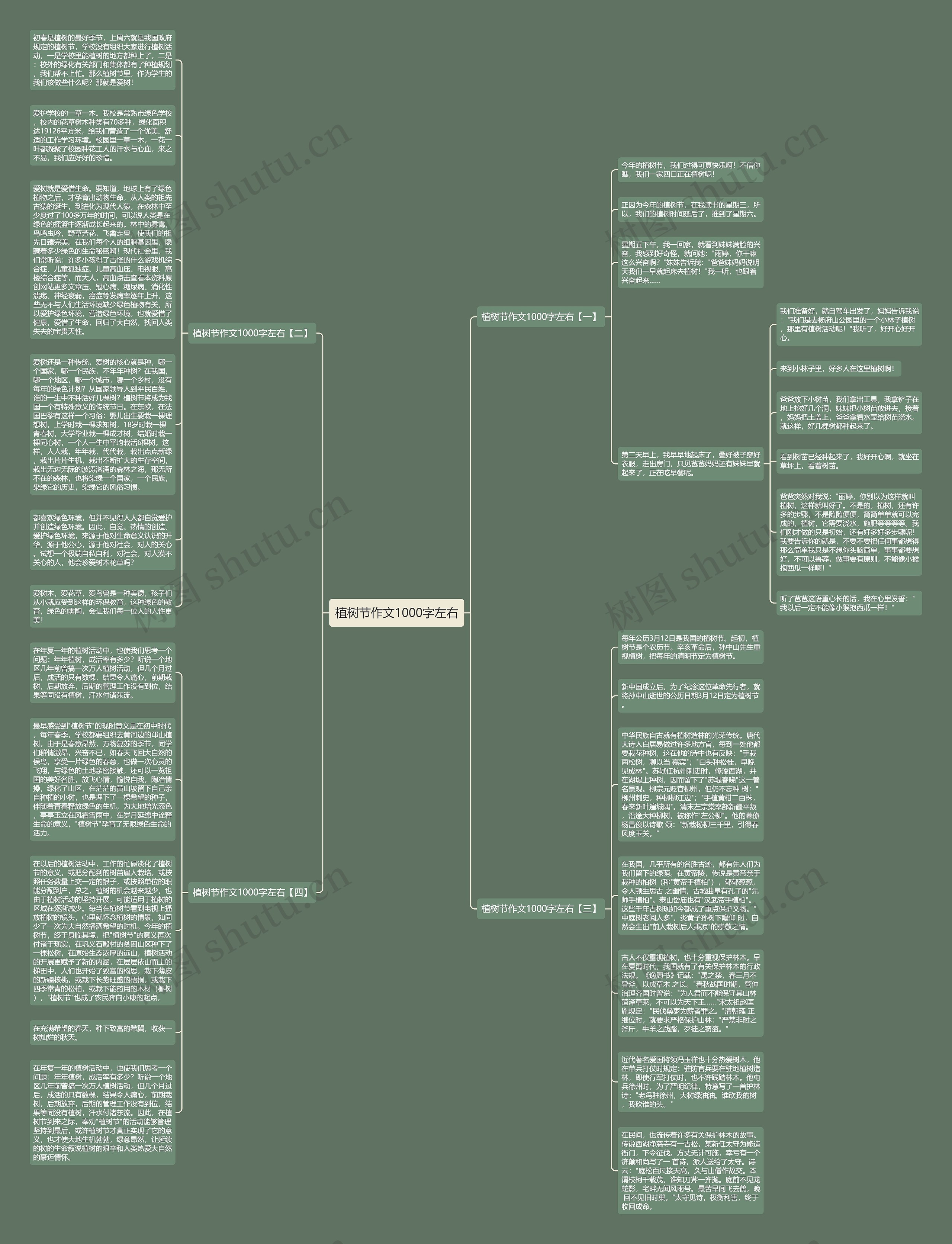 植树节作文1000字左右思维导图