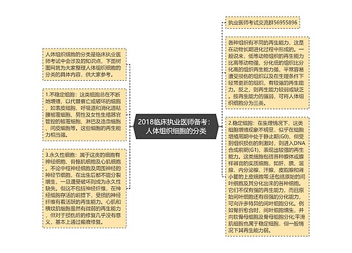 2018临床执业医师备考：人体组织细胞的分类