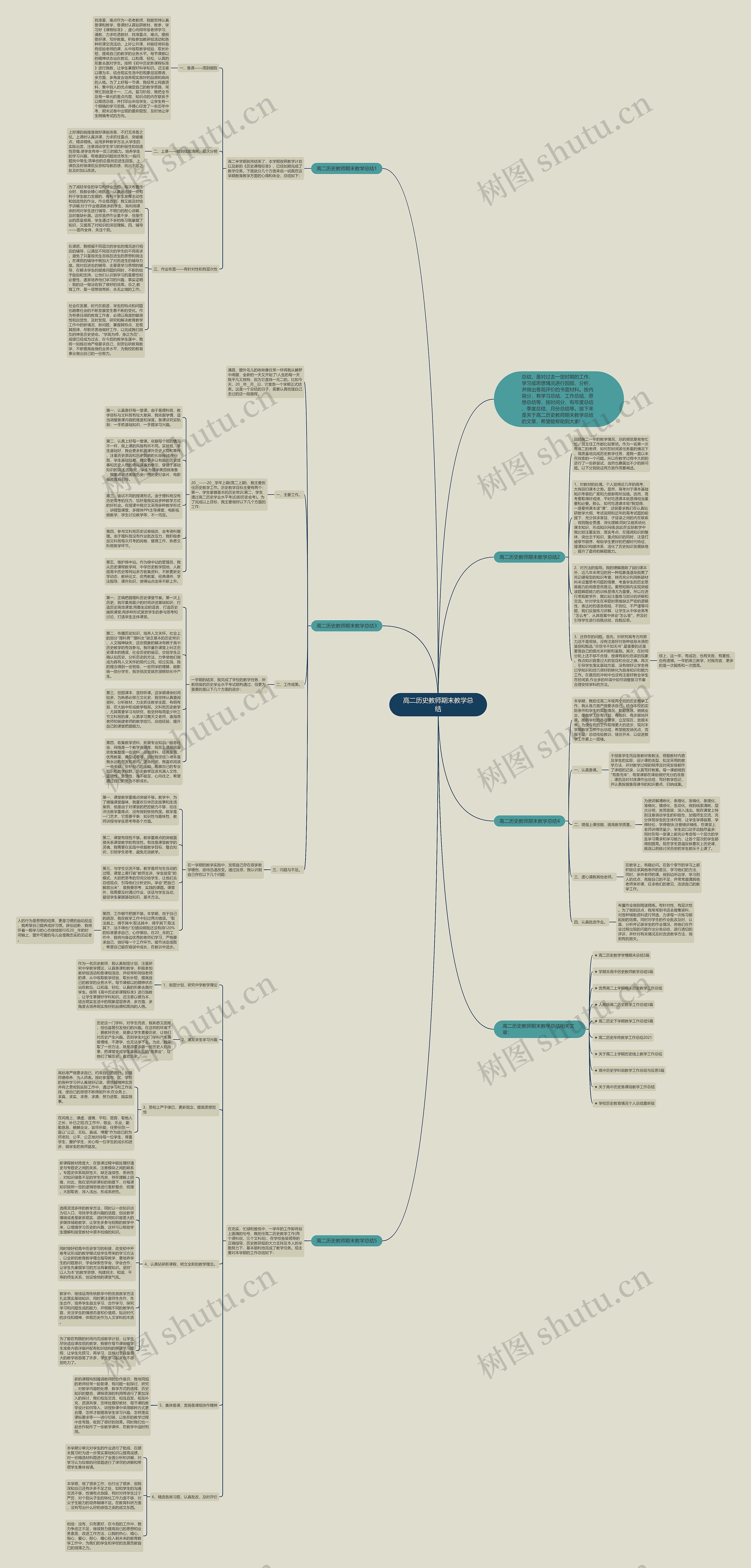 高二历史教师期末教学总结思维导图