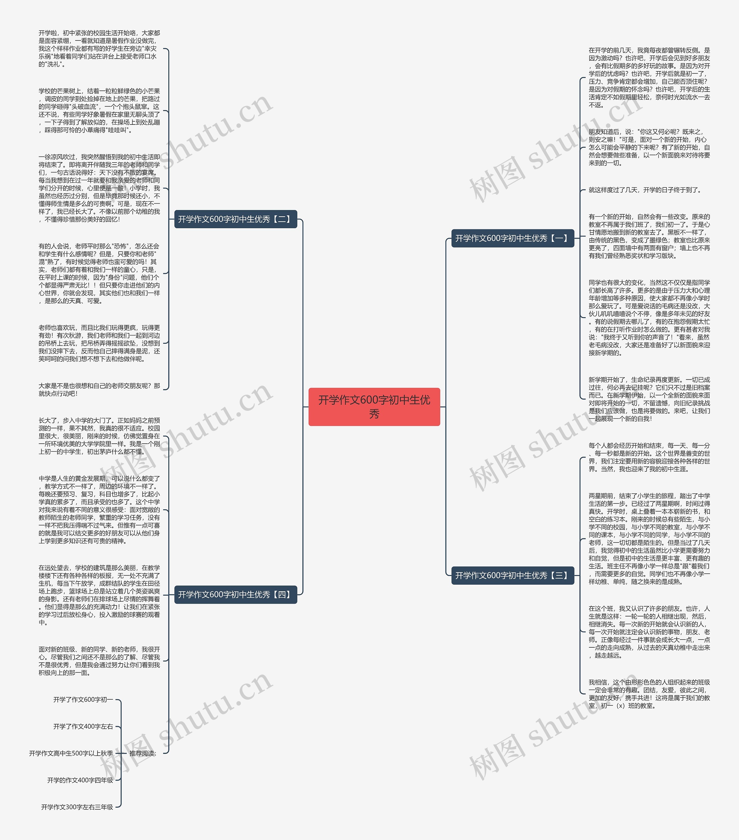 开学作文600字初中生优秀思维导图
