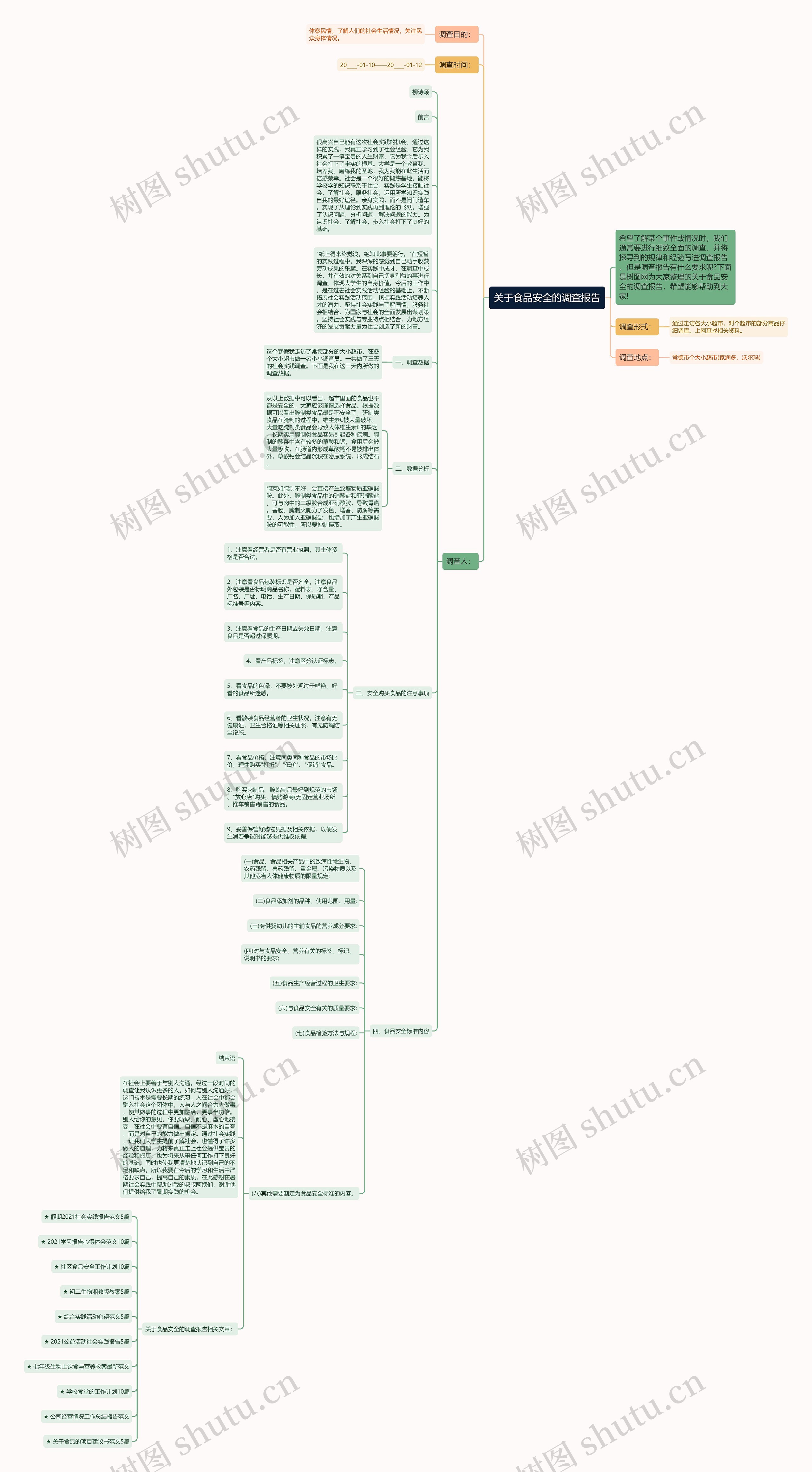 关于食品安全的调查报告思维导图