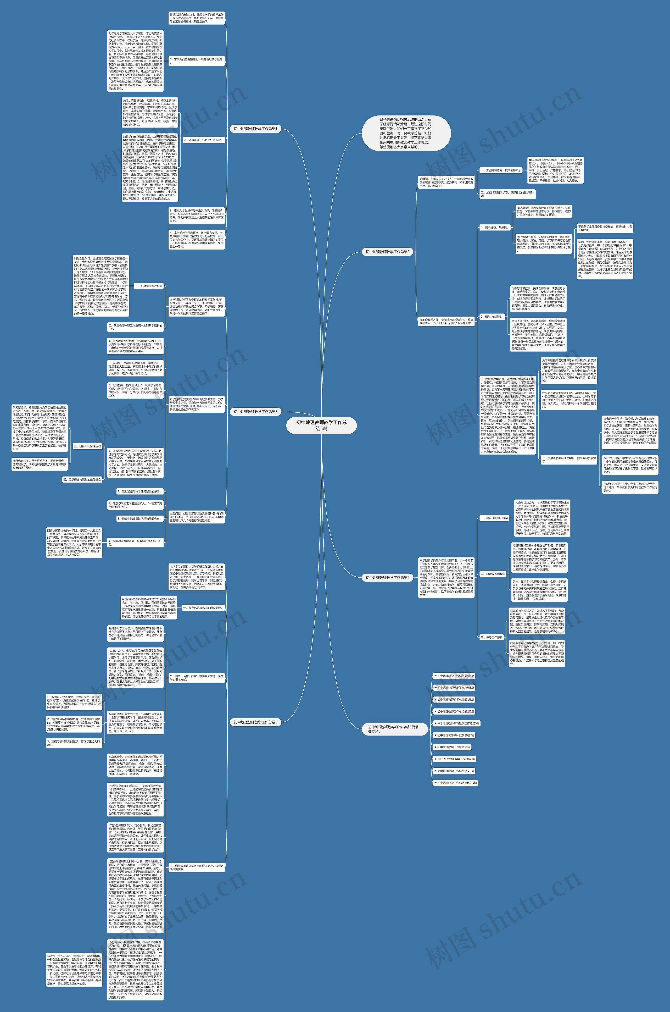 初中地理教师教学工作总结5篇思维导图
