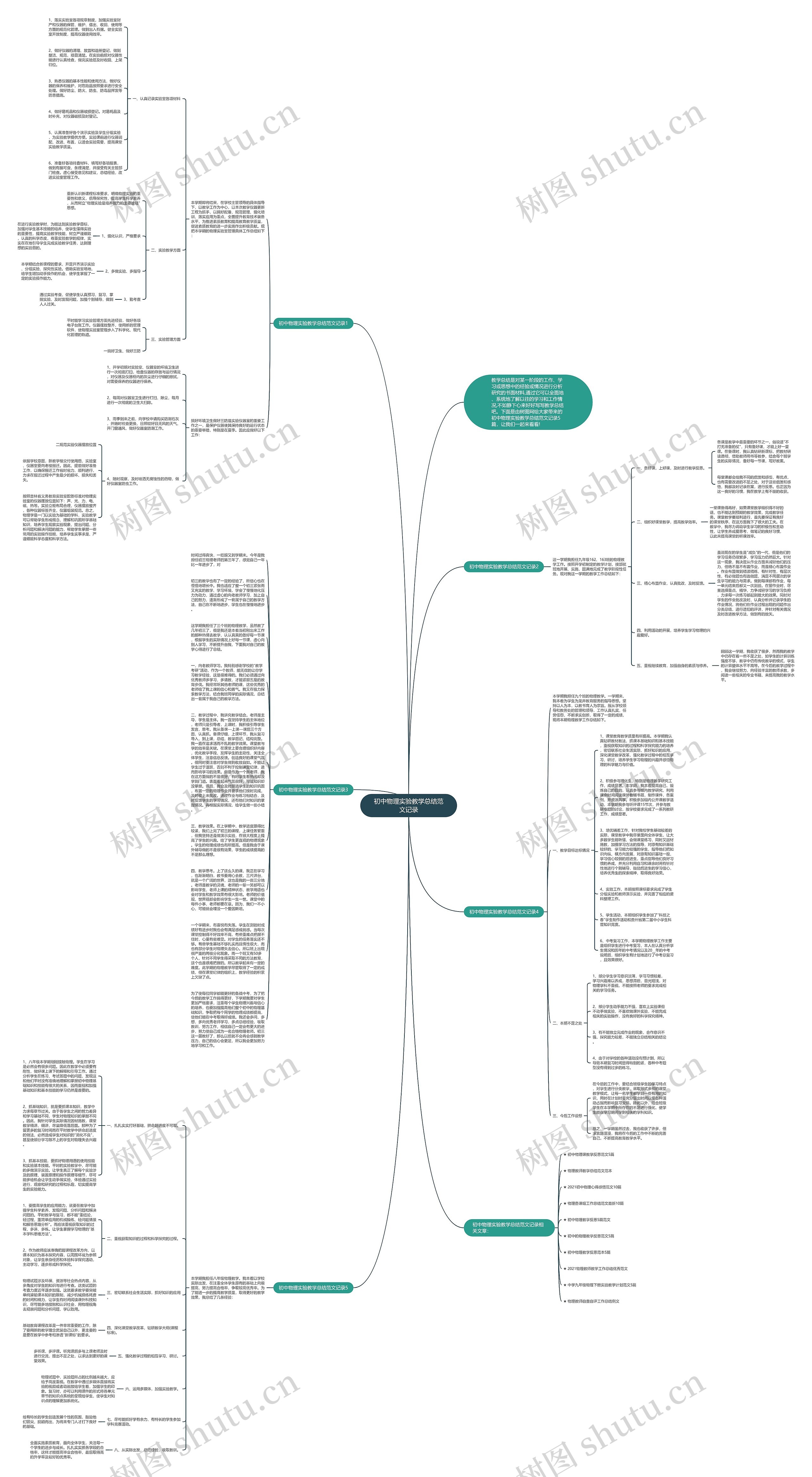 初中物理实验教学总结范文记录思维导图