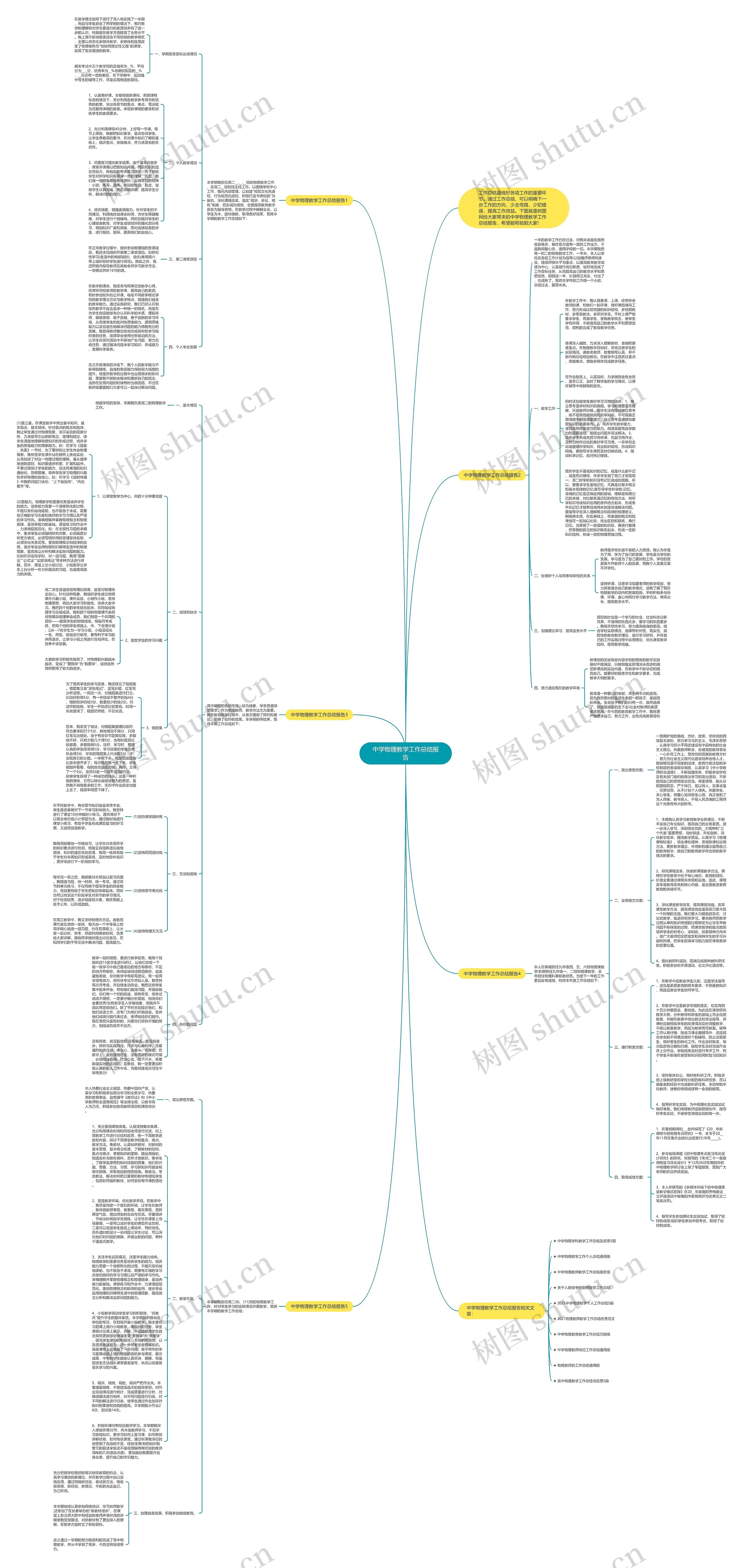 中学物理教学工作总结报告思维导图