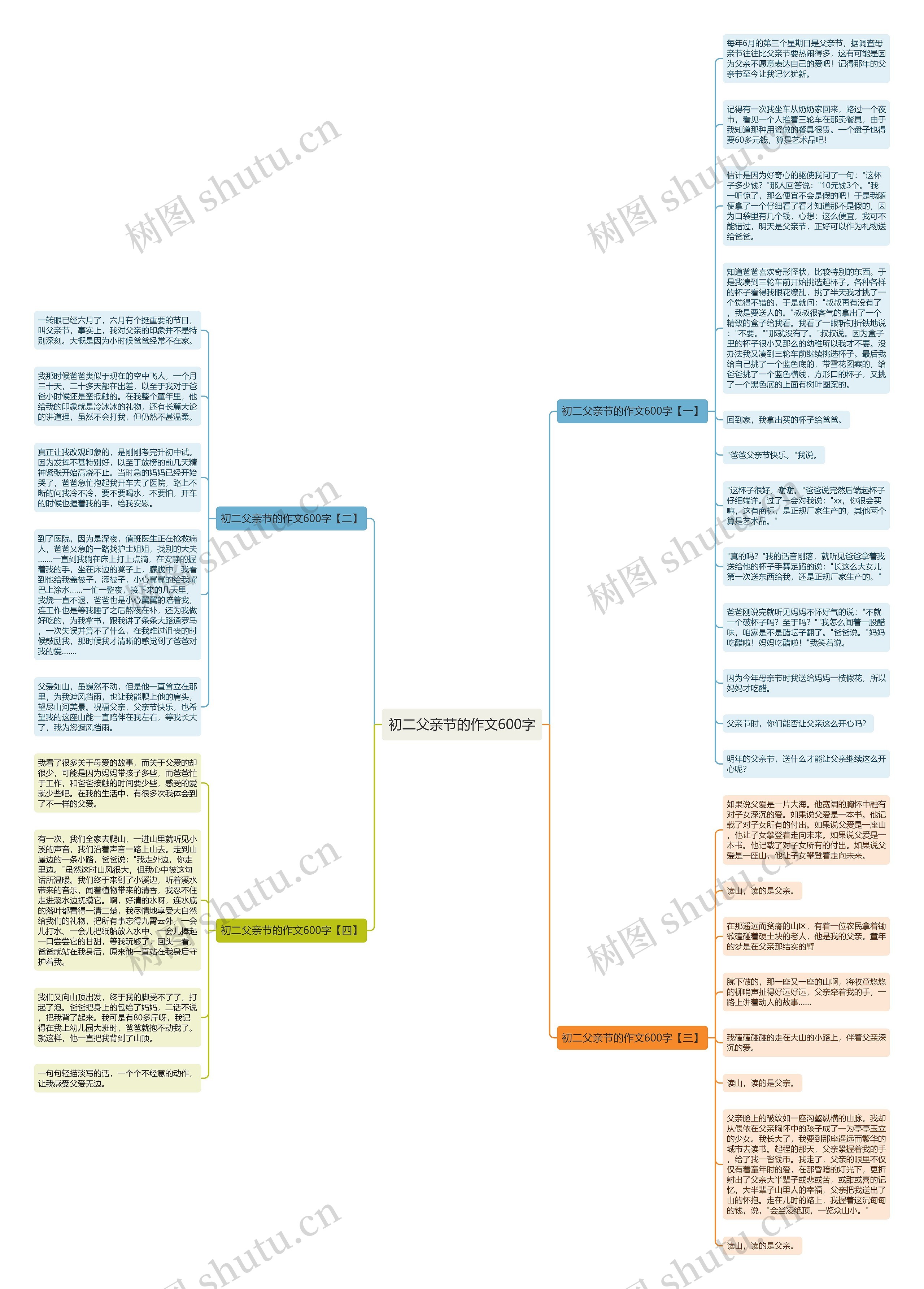 初二父亲节的作文600字思维导图