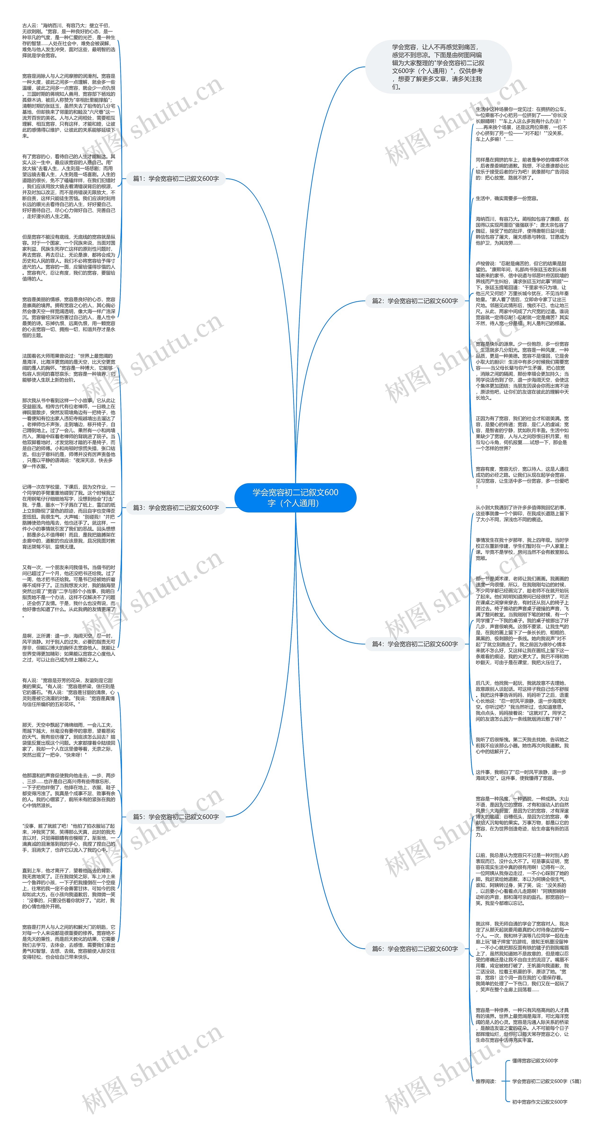 学会宽容初二记叙文600字（个人通用）思维导图