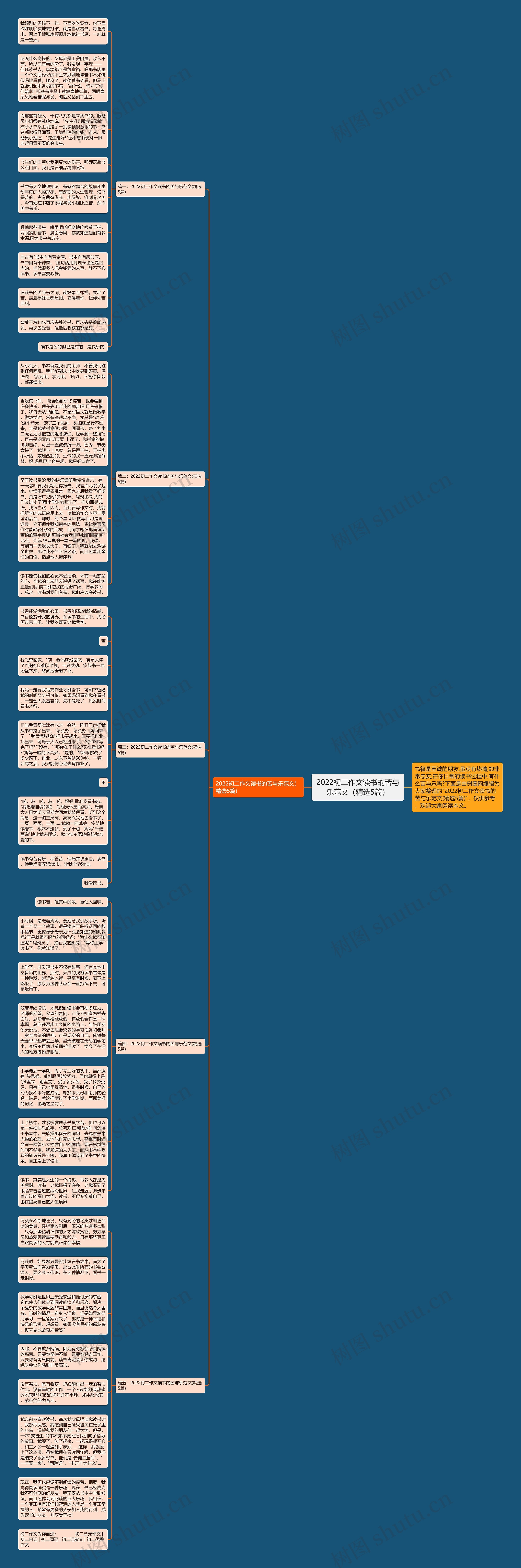 2022初二作文读书的苦与乐范文（精选5篇）思维导图