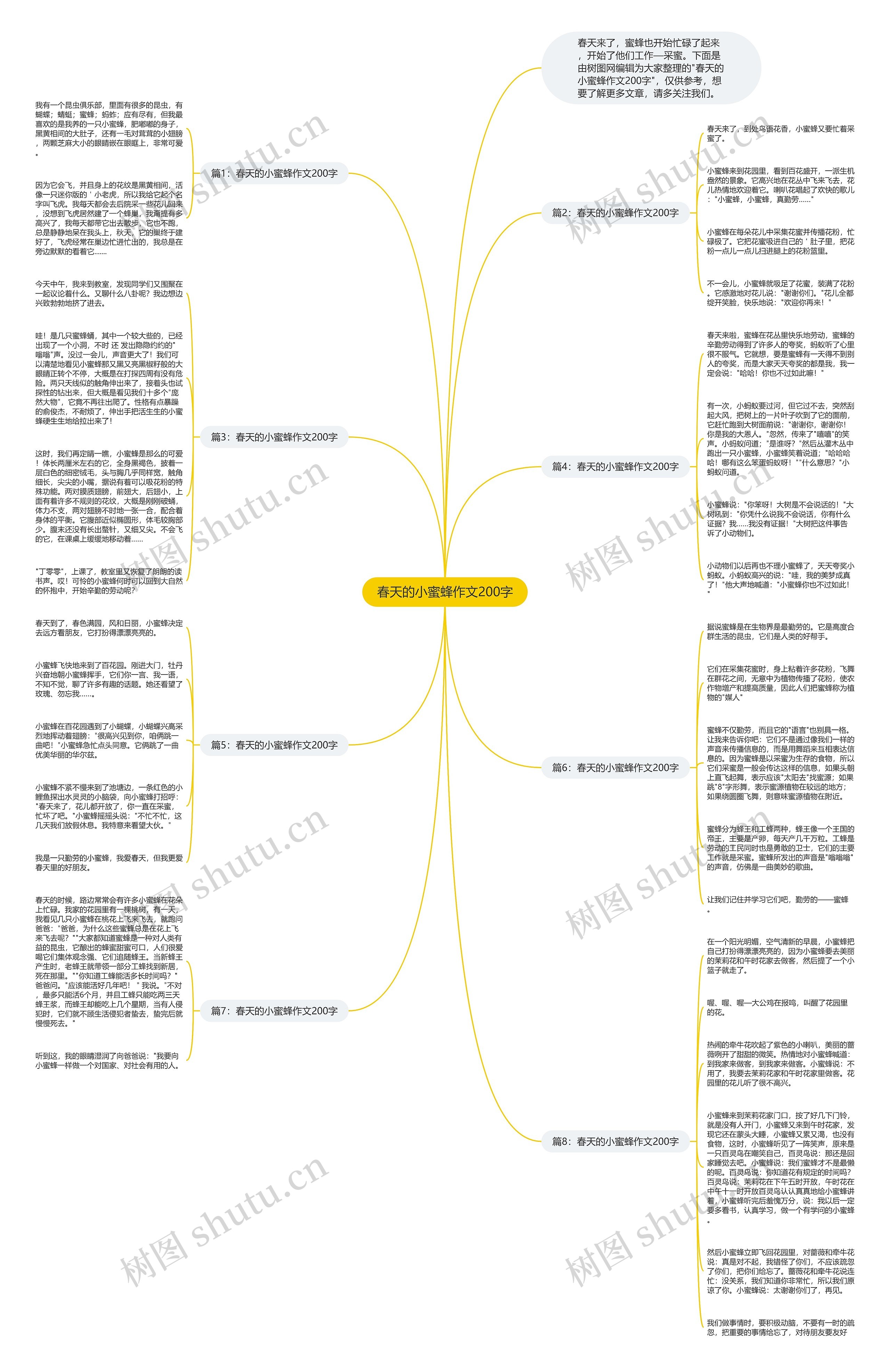 春天的小蜜蜂作文200字思维导图