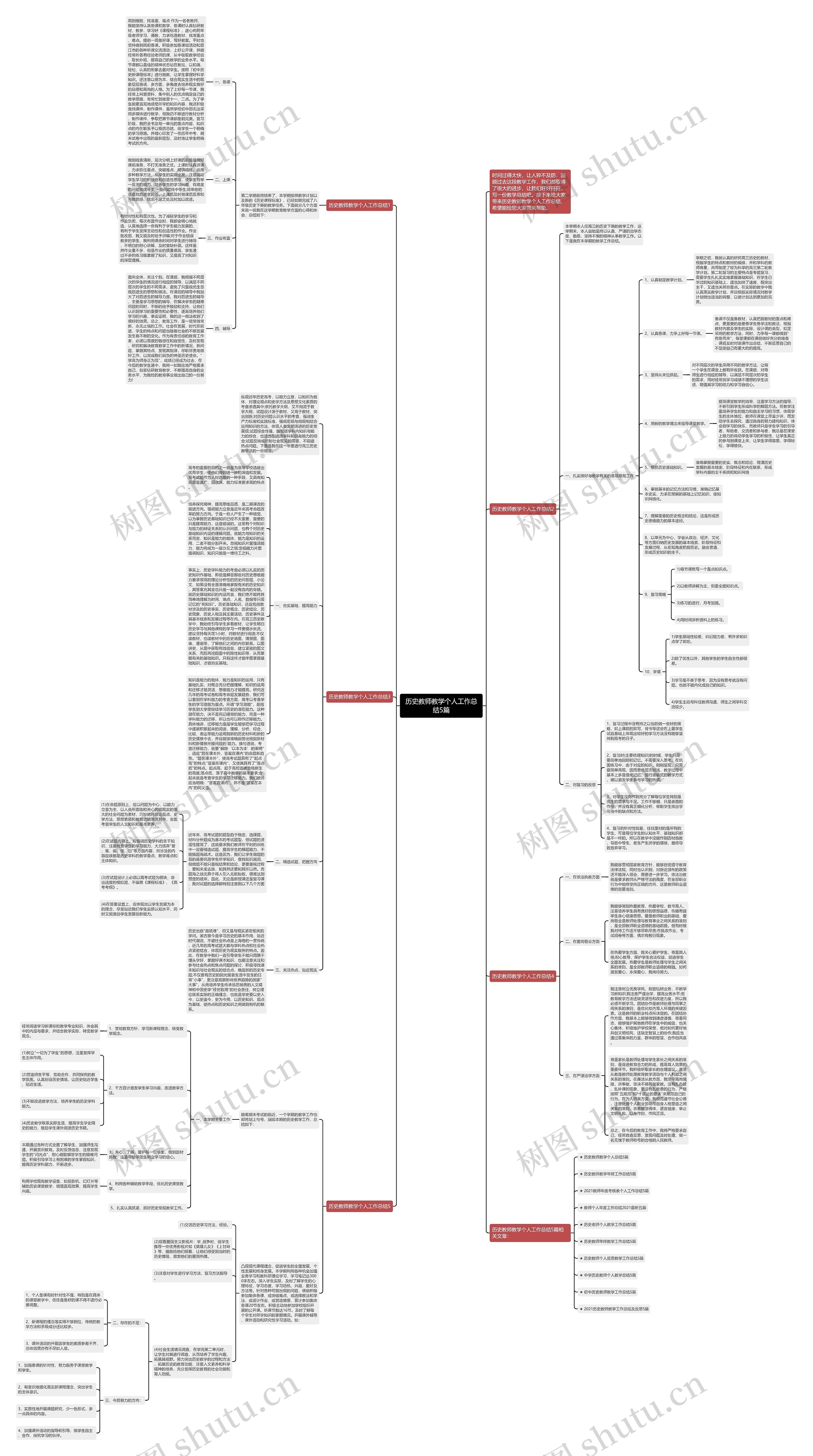 历史教师教学个人工作总结5篇思维导图