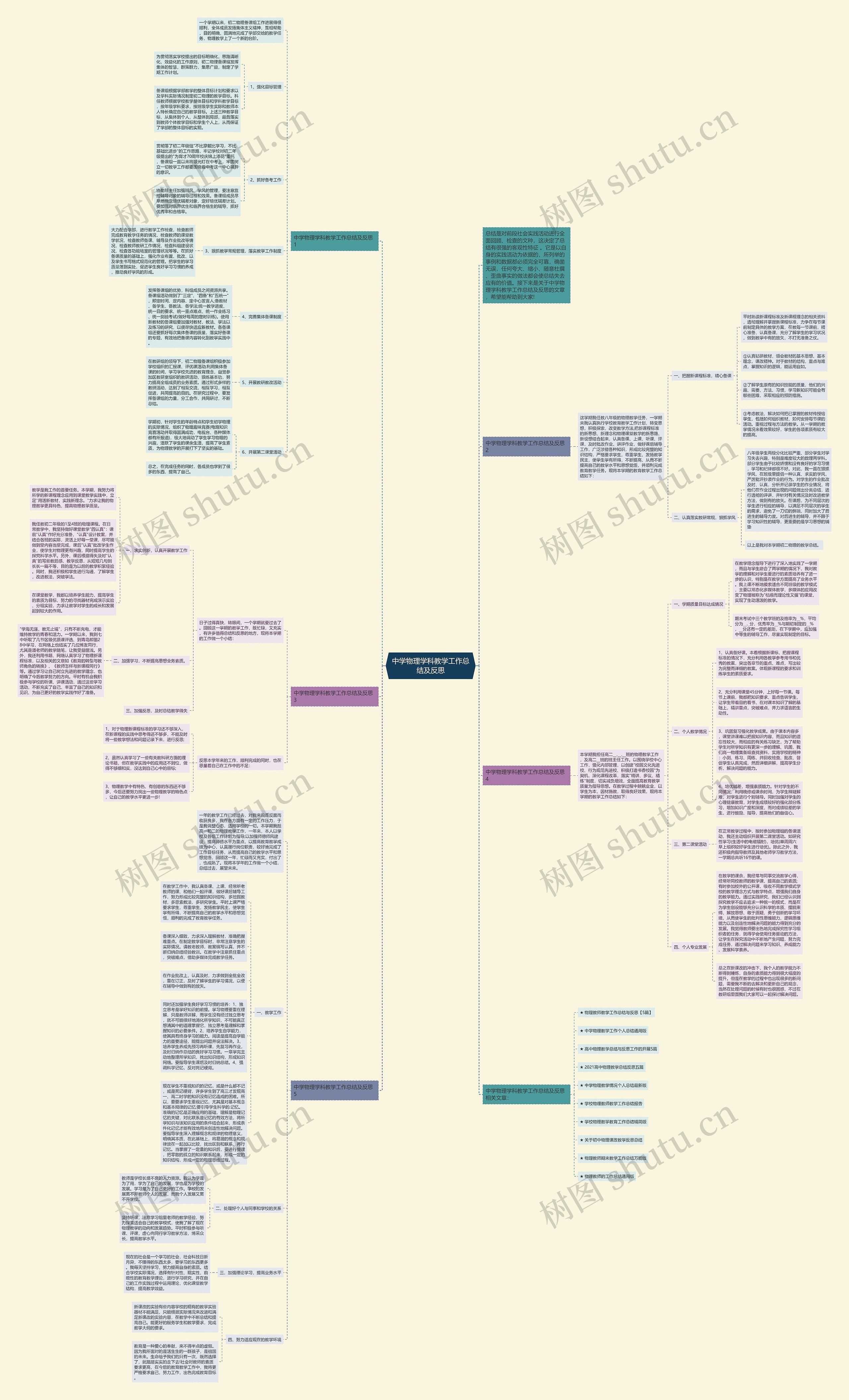 中学物理学科教学工作总结及反思思维导图