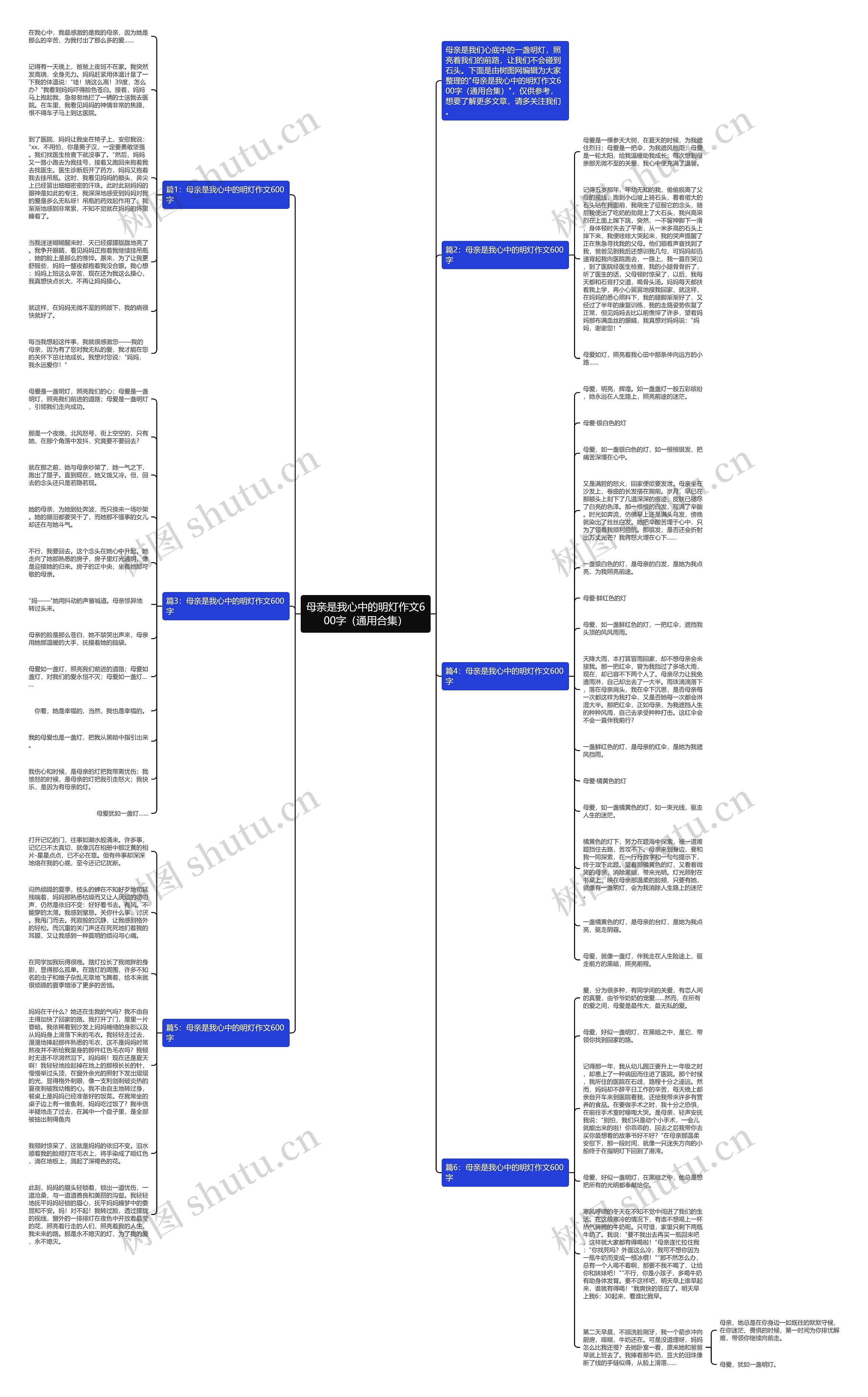 母亲是我心中的明灯作文600字（通用合集）思维导图