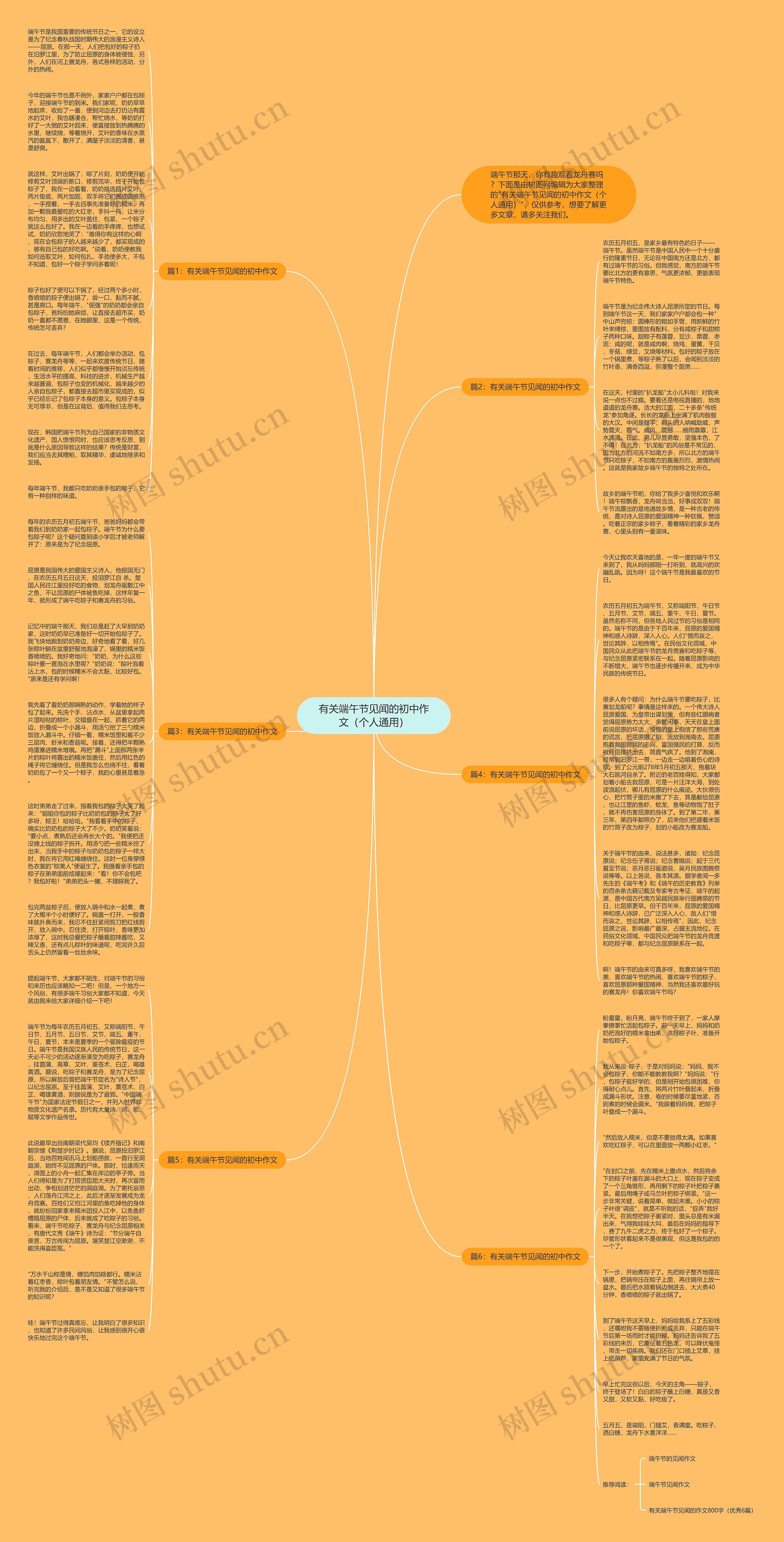 有关端午节见闻的初中作文（个人通用）思维导图